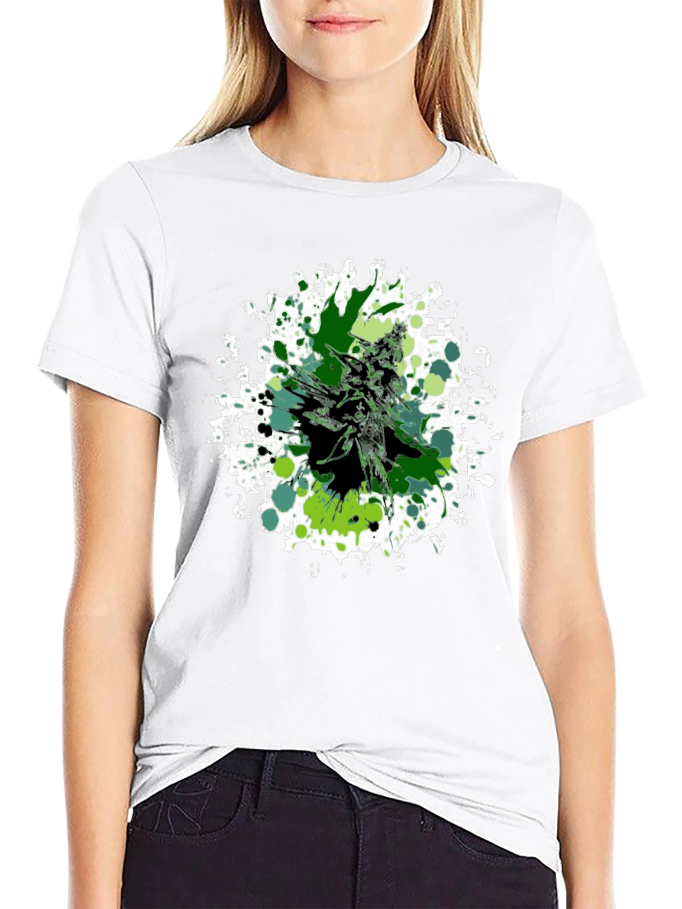 Green Splatter Cannabis Graphic Tee