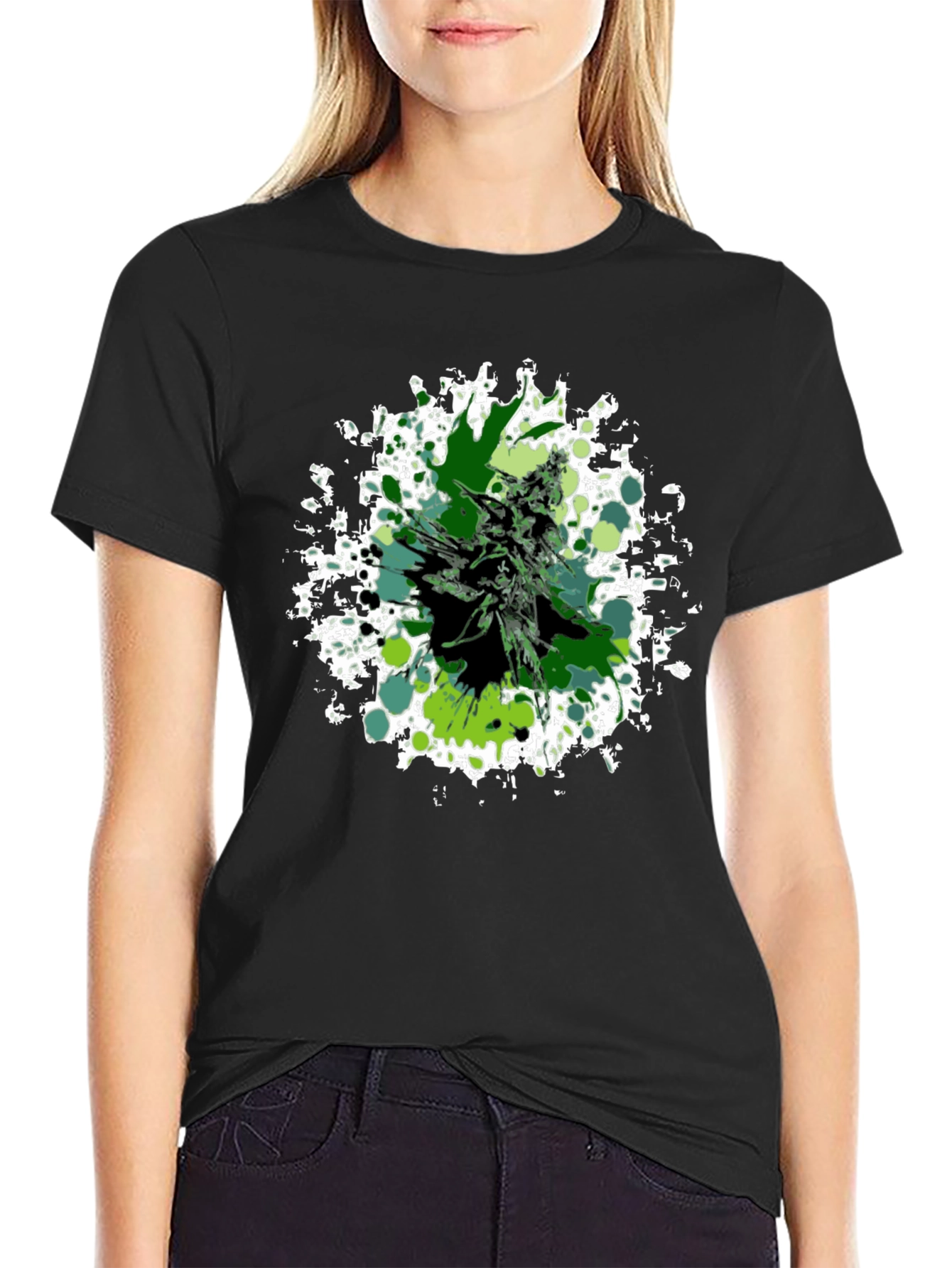 Green Splatter Cannabis Graphic Tee
