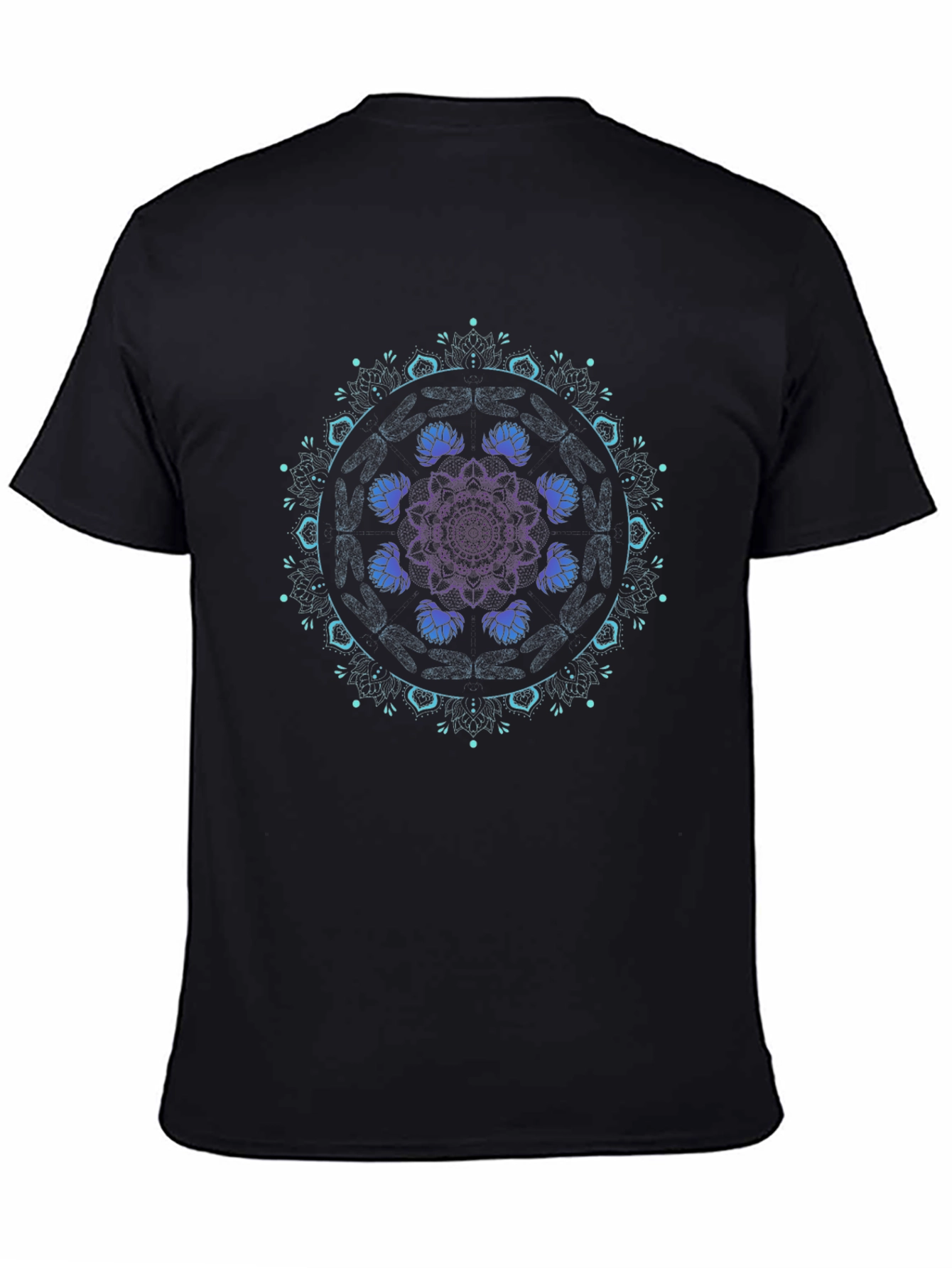 Mandala Lotus Graphic Tee - Black Cotton Blend