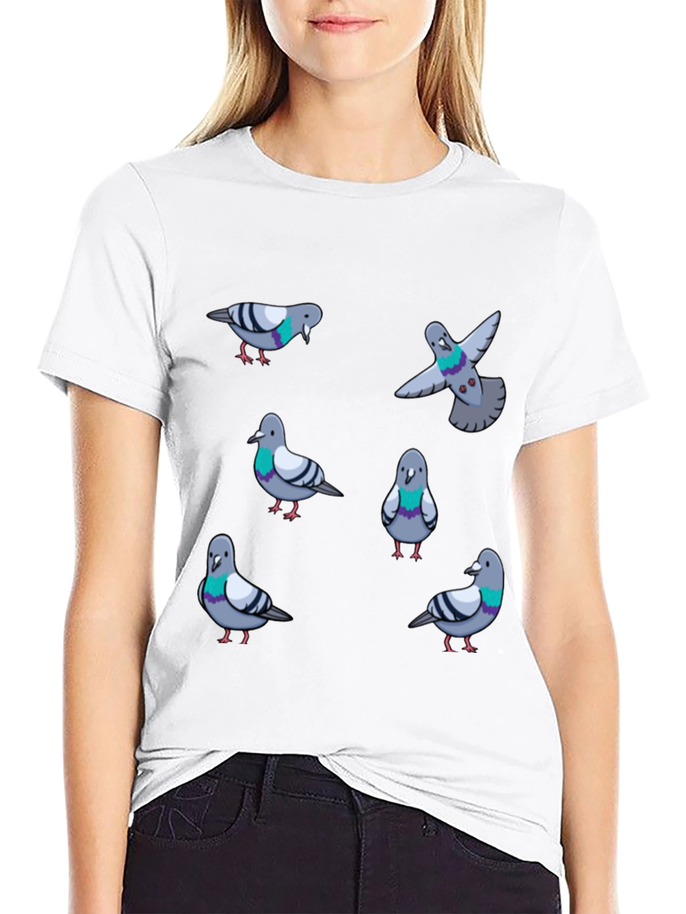 Pigeon Pattern T-Shirt - Urban Bird Lovers Tee