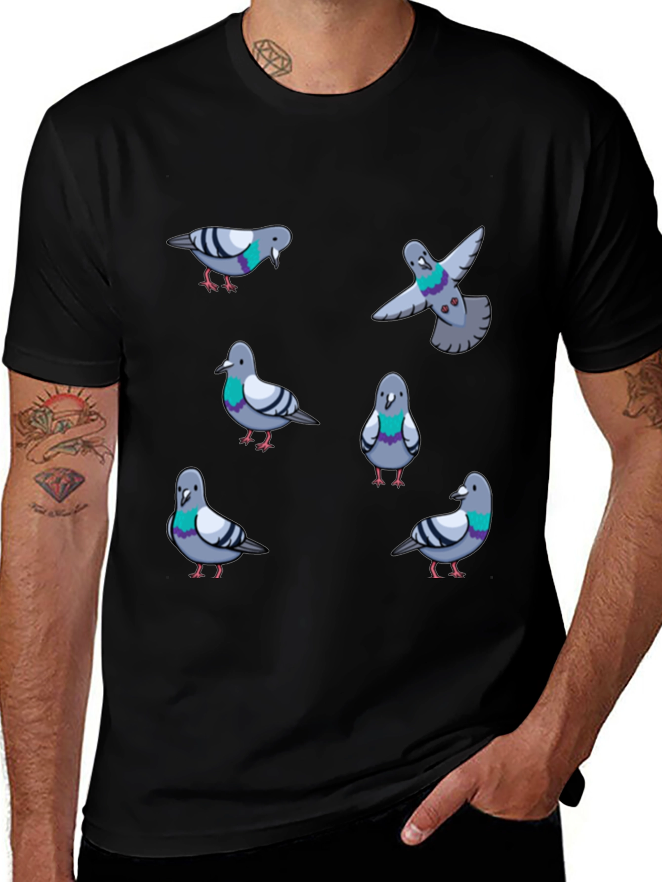 Pigeon Pattern T-Shirt - Urban Bird Lovers Tee