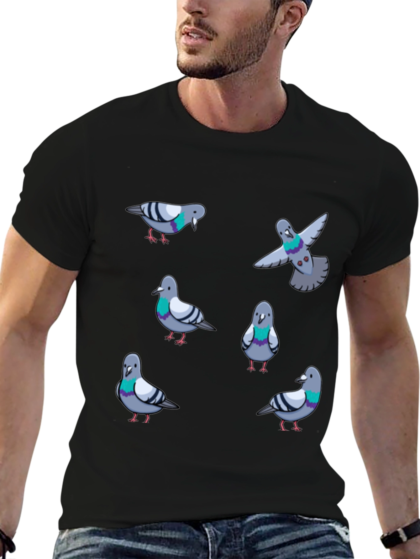 Pigeon Pattern T-Shirt - Urban Bird Lovers Tee