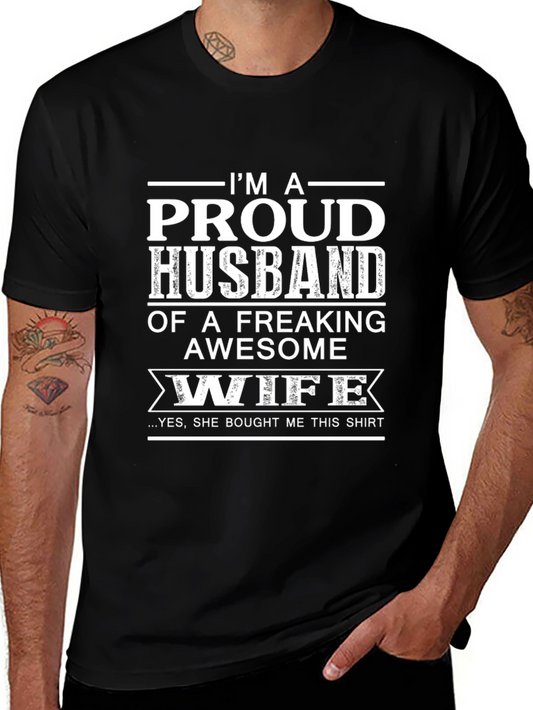 Proud Husband Awesome Wife Graphic Tee