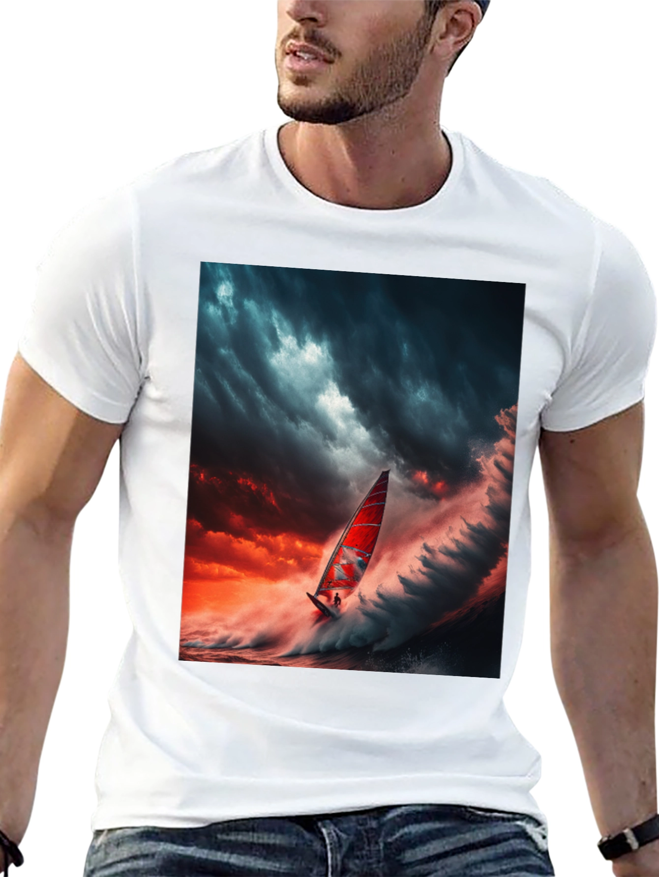 Epic Watersport T-Shirt: Storm Sailing Design