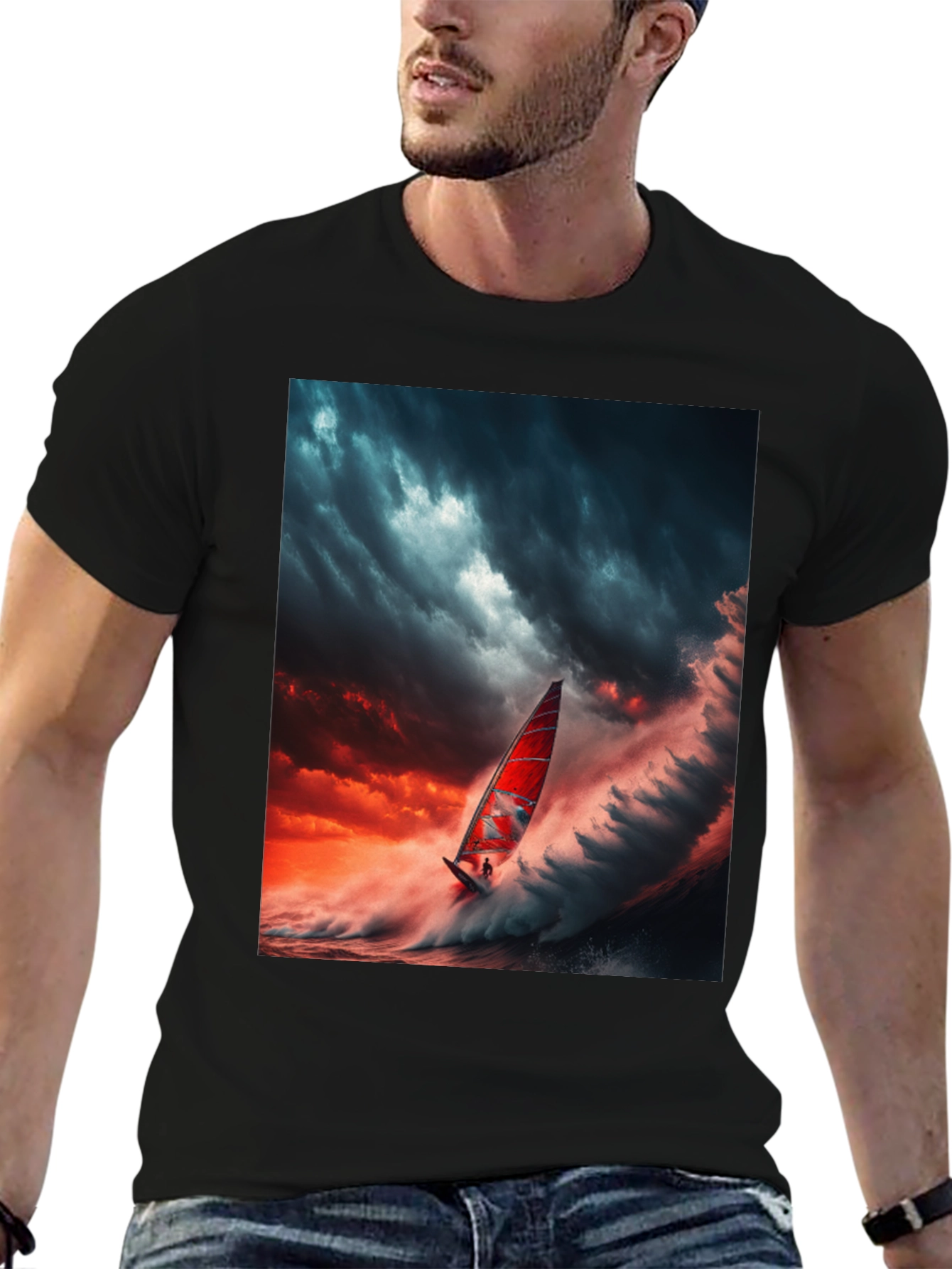 Epic Watersport T-Shirt: Storm Sailing Design