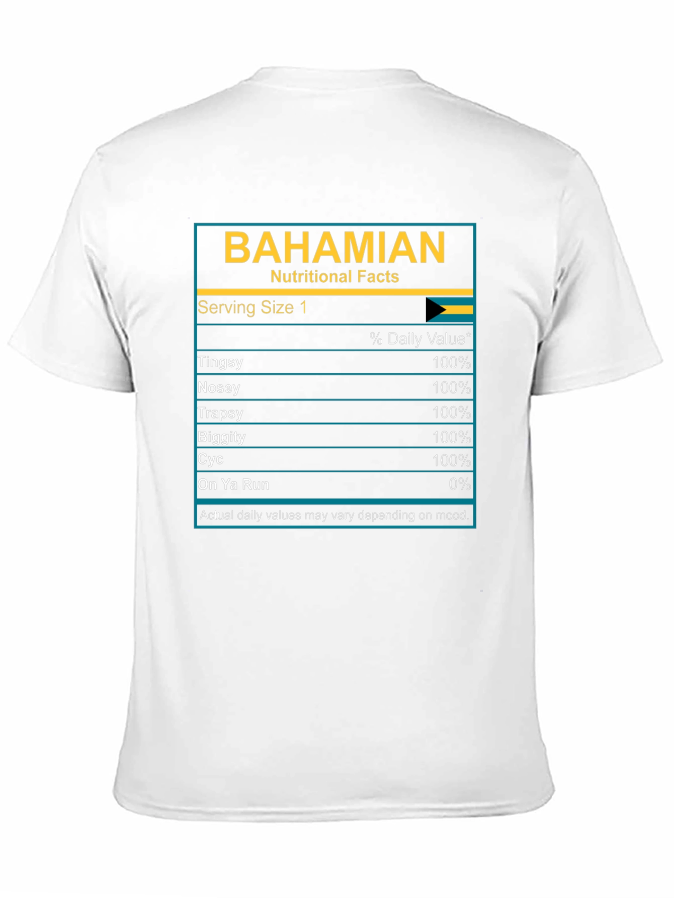 Bahamian Nutritional Facts Graphic T-Shirt