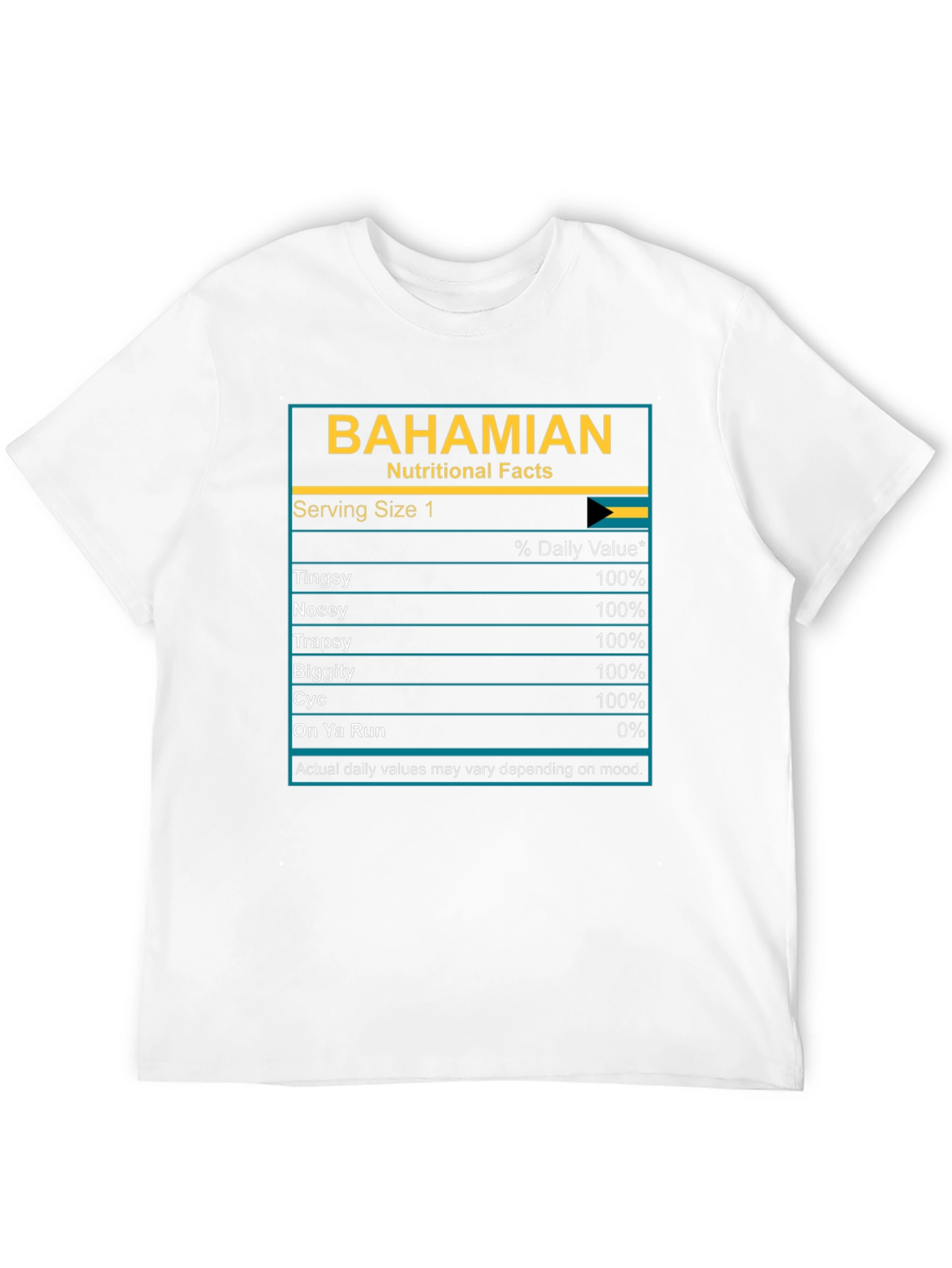 Bahamian Nutritional Facts Graphic T-Shirt