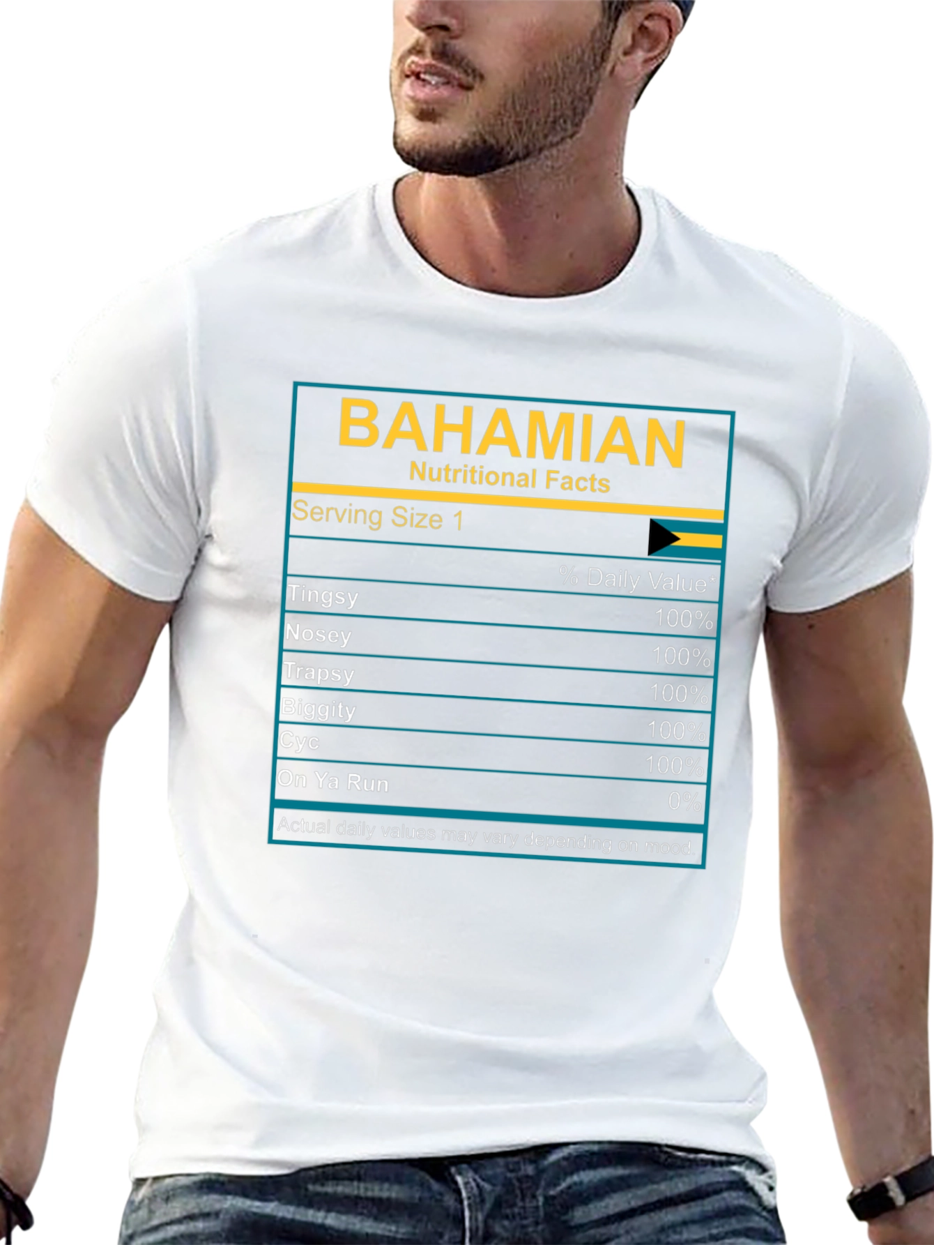 Bahamian Nutritional Facts Graphic T-Shirt