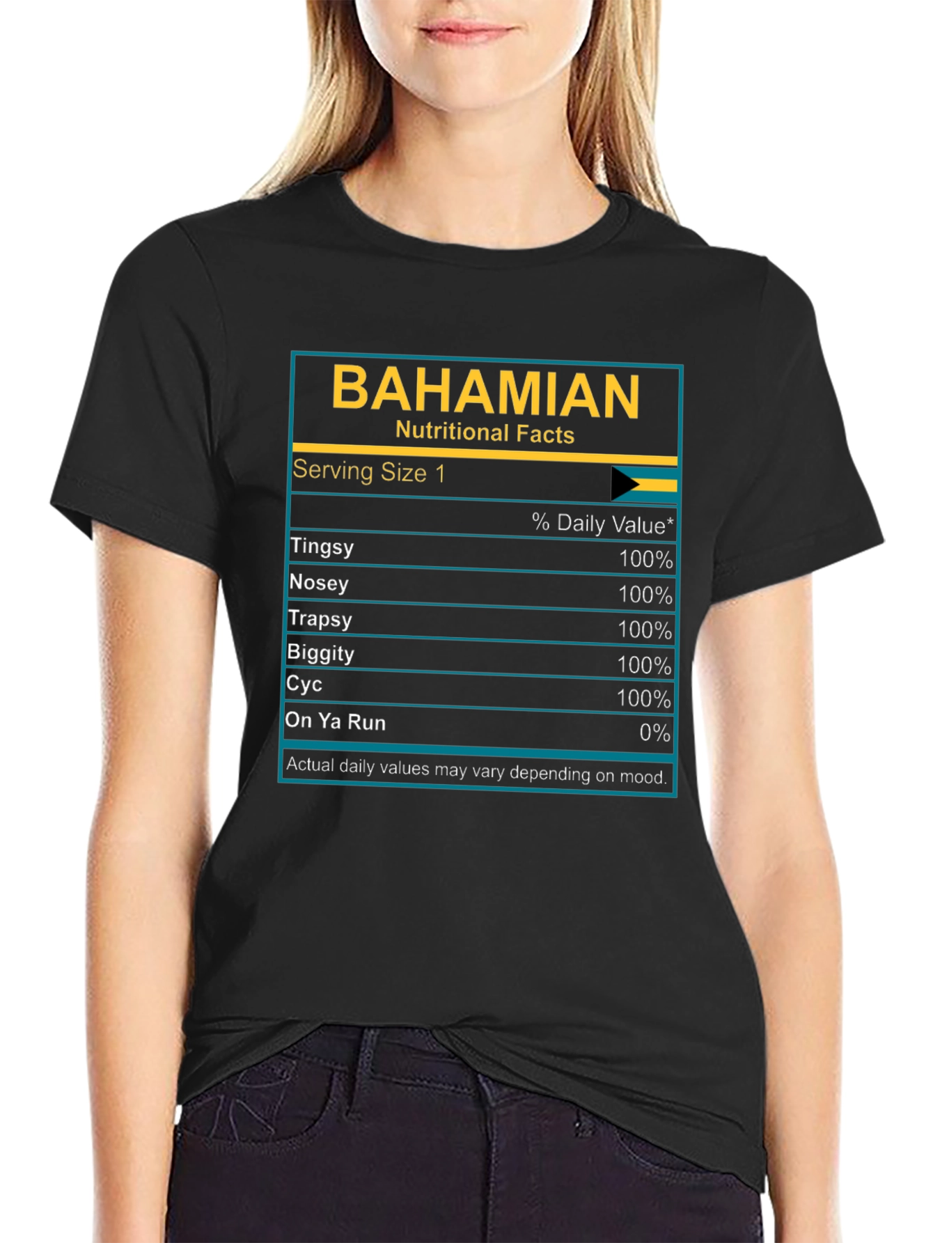 Bahamian Nutritional Facts Graphic T-Shirt