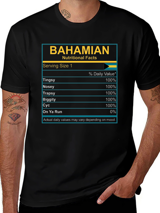 Bahamian Nutritional Facts Graphic T-Shirt