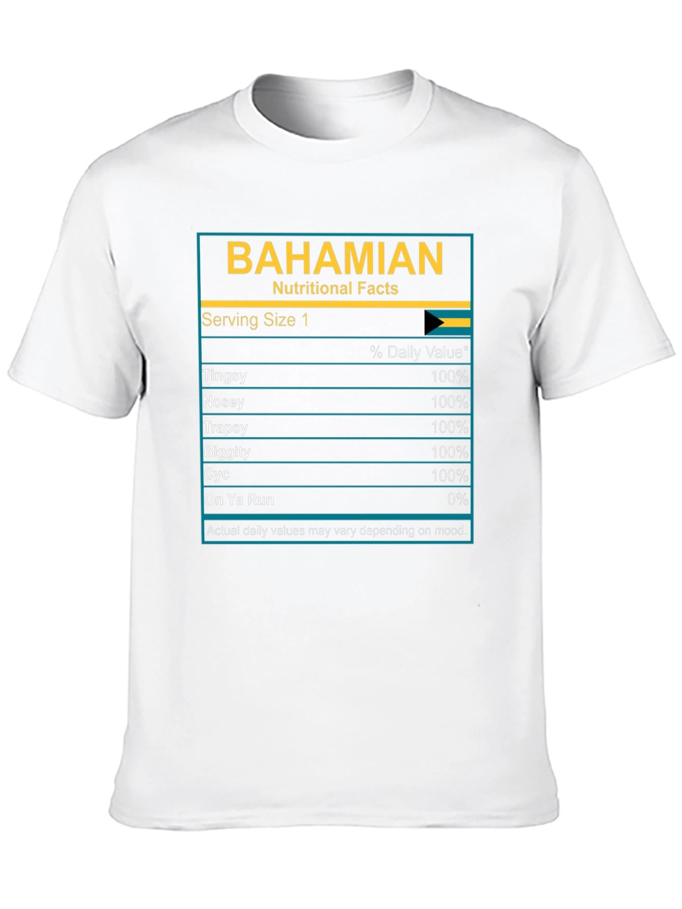 Bahamian Nutritional Facts Graphic T-Shirt