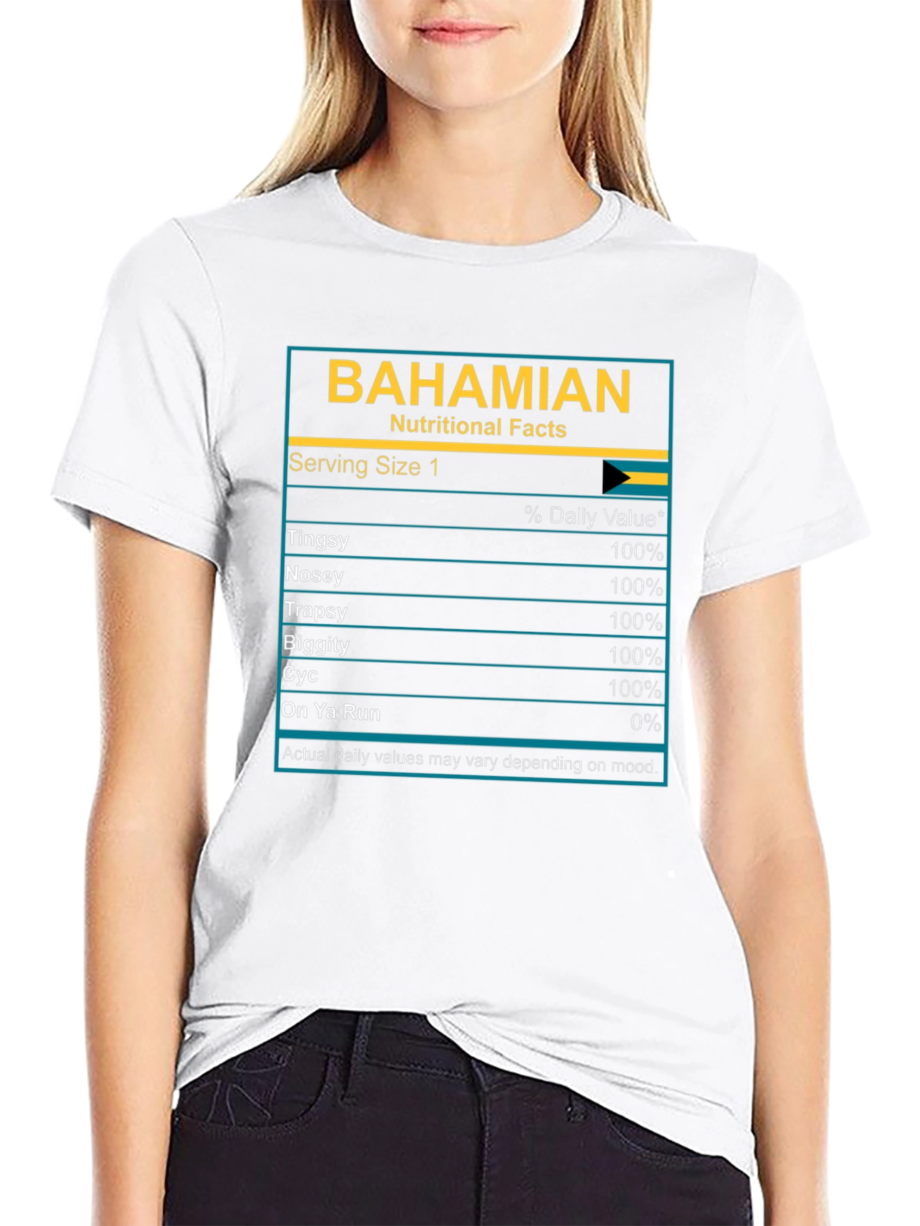Bahamian Nutritional Facts Graphic T-Shirt