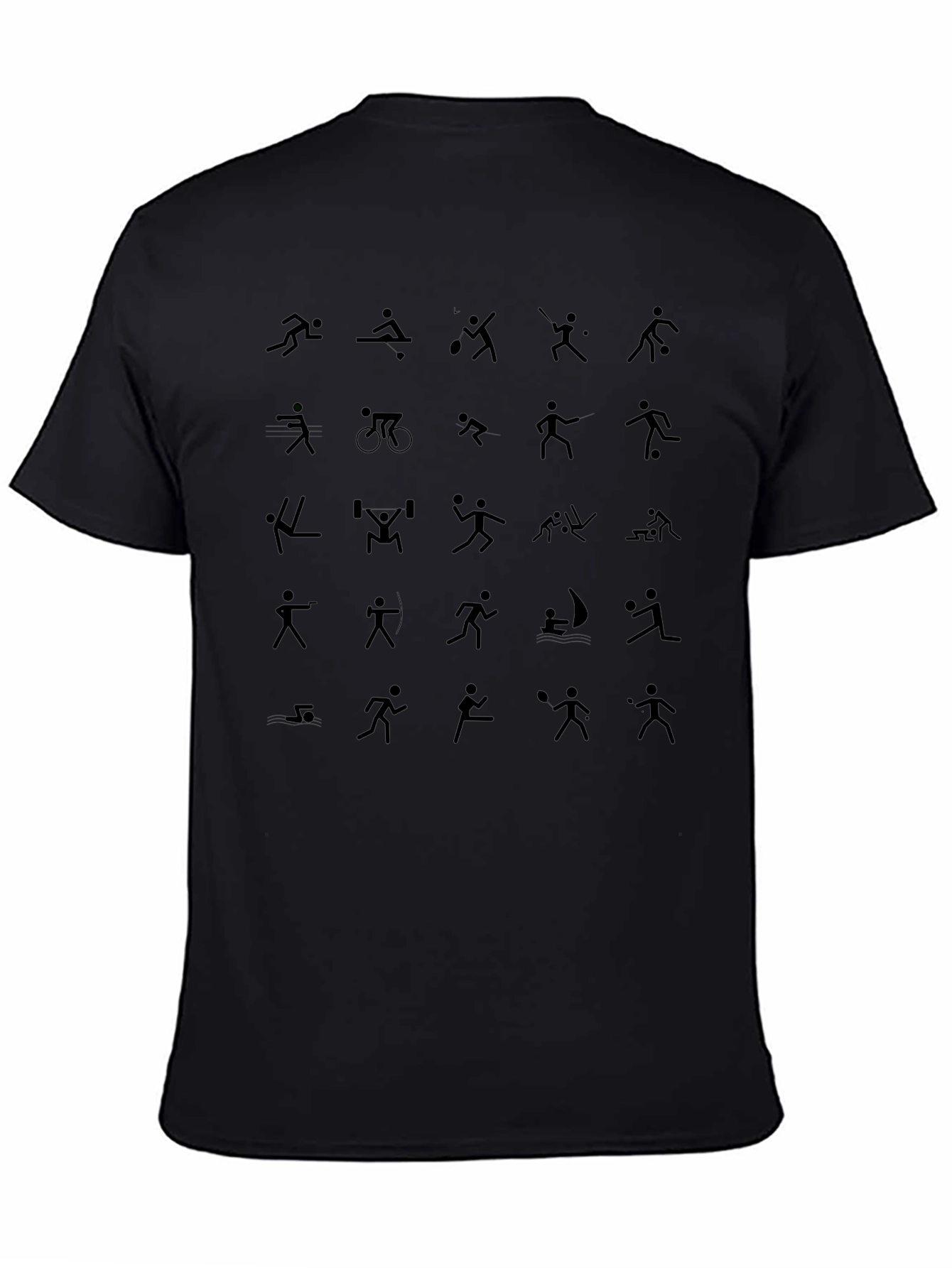 Sports Icons Black T-Shirt - Athletic Graphic Tee