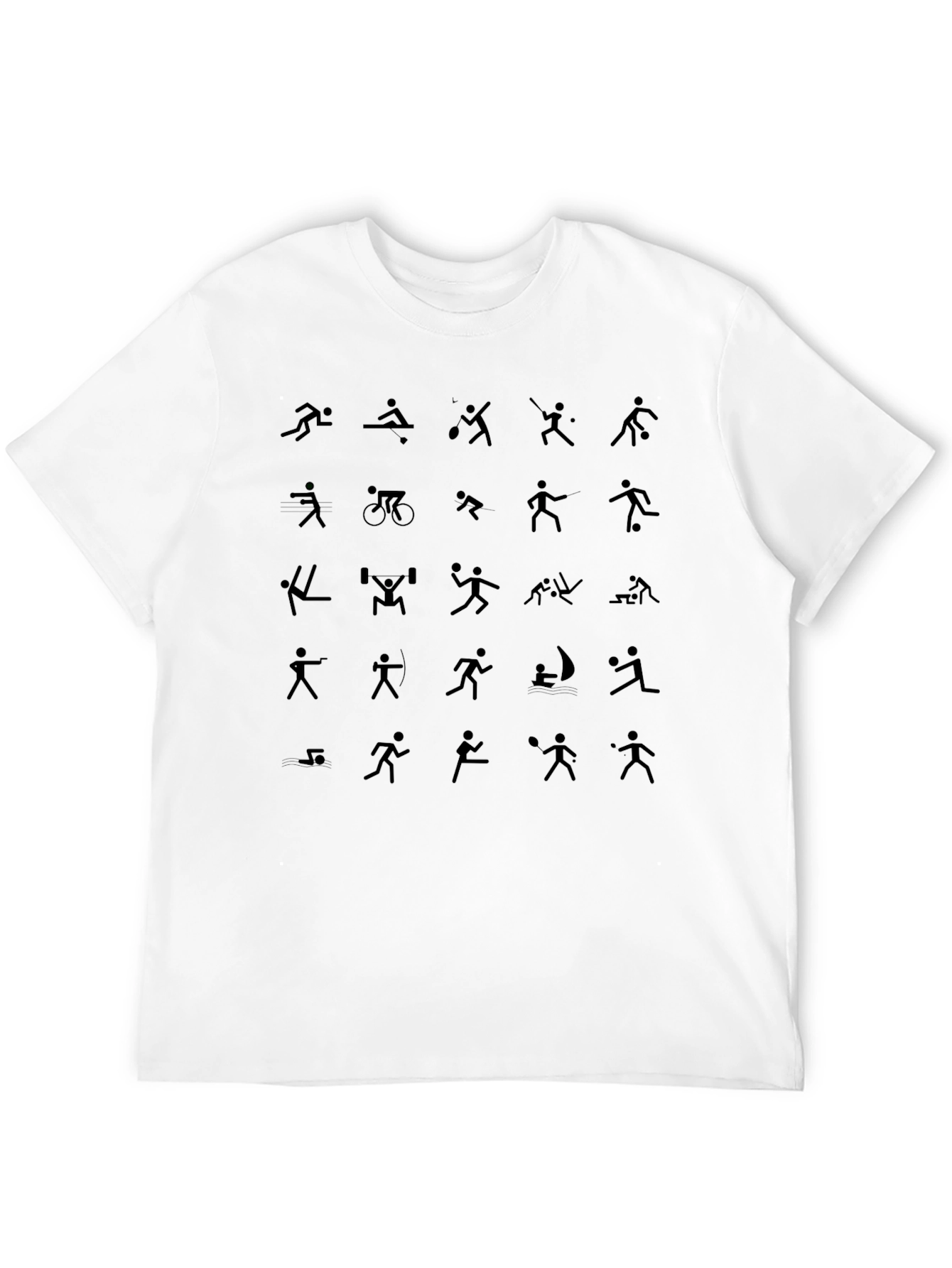 Sports Icons Black T-Shirt - Athletic Graphic Tee