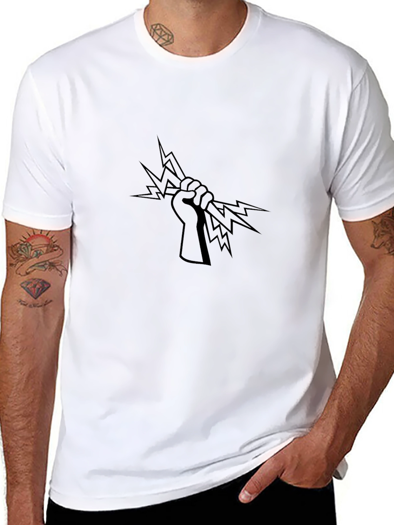 Black T-Shirt with Lightning Bolt Graphic