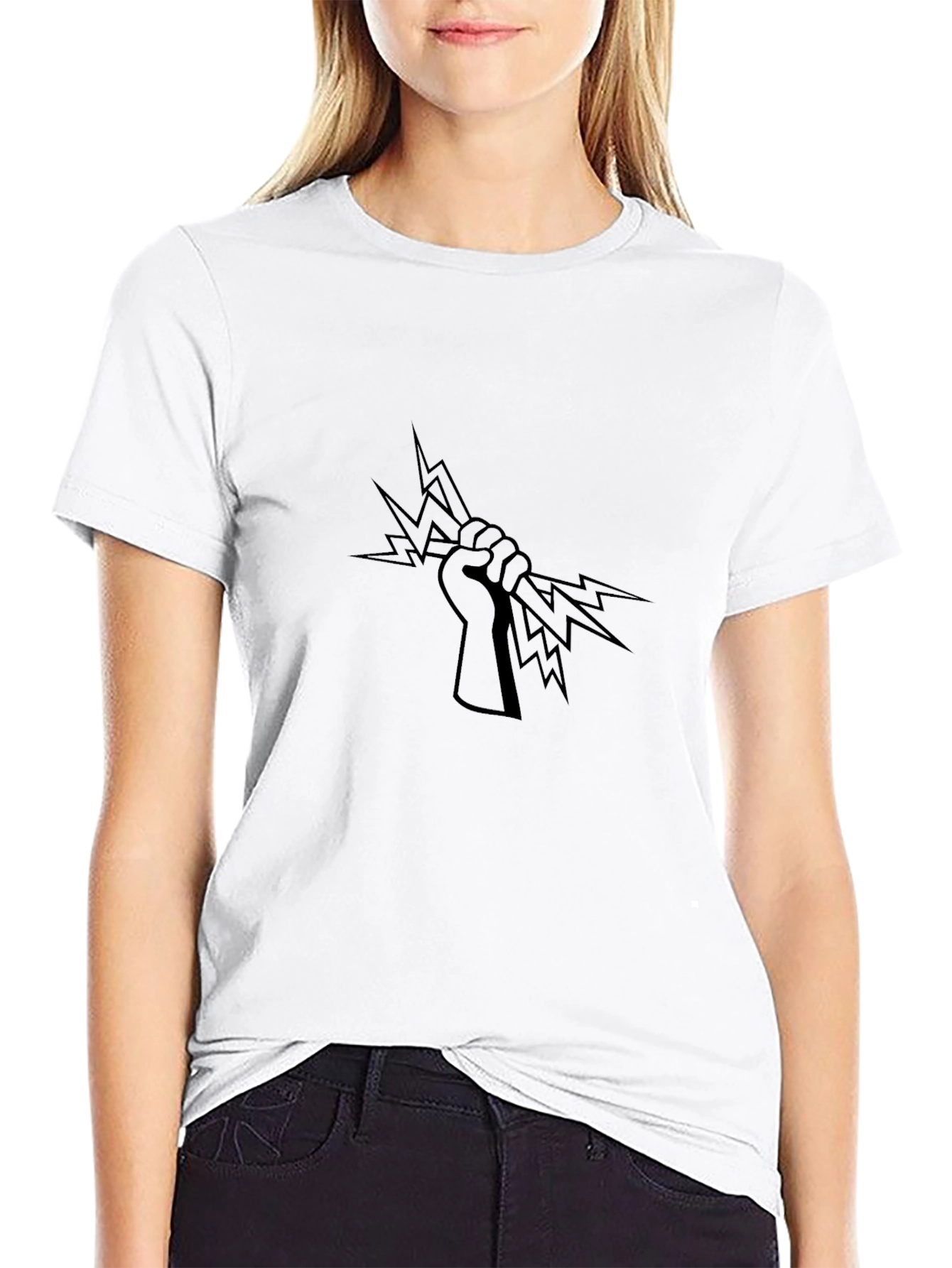 Black T-Shirt with Lightning Bolt Graphic