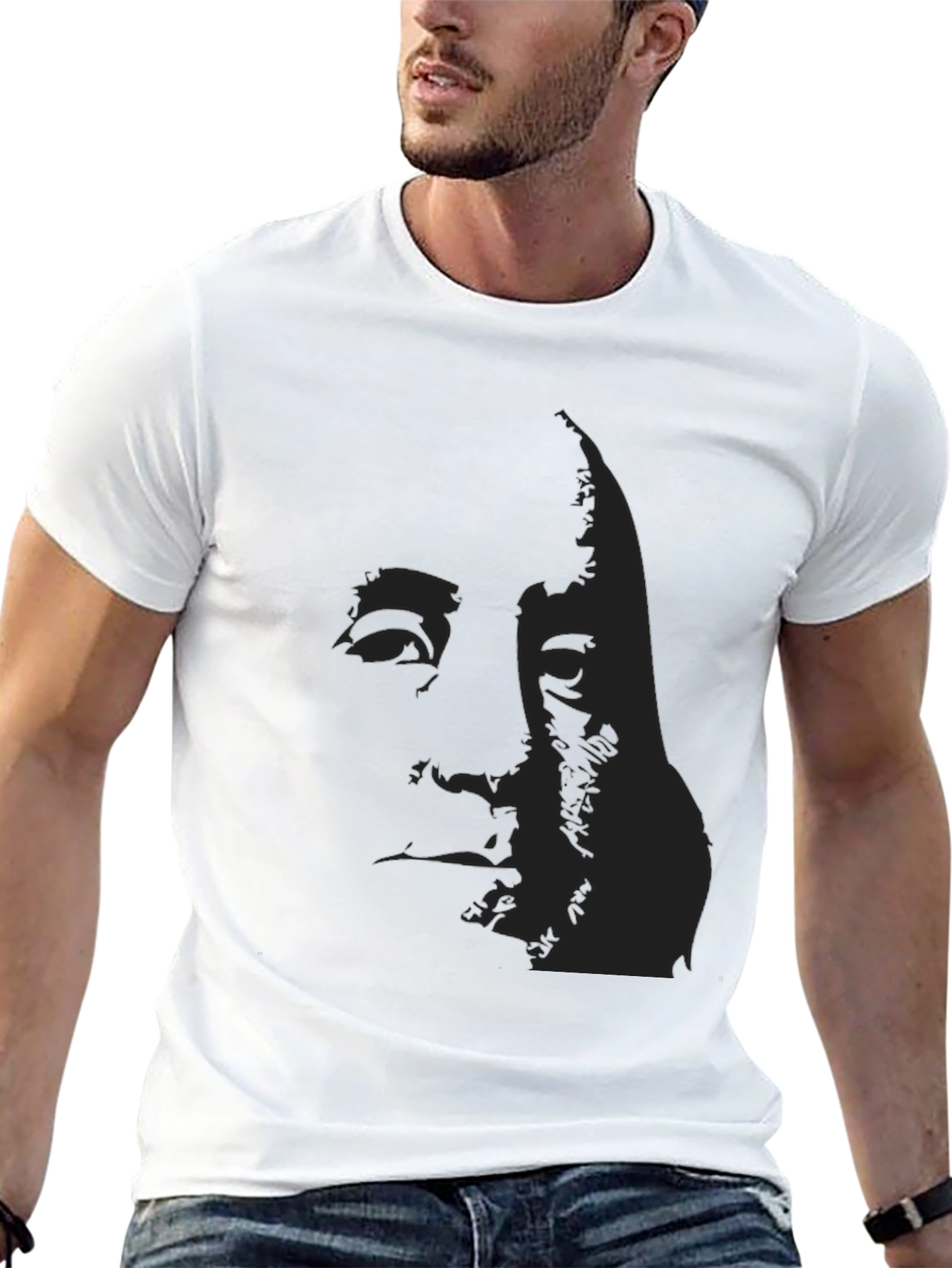 Black T-Shirt with Silhouette Print