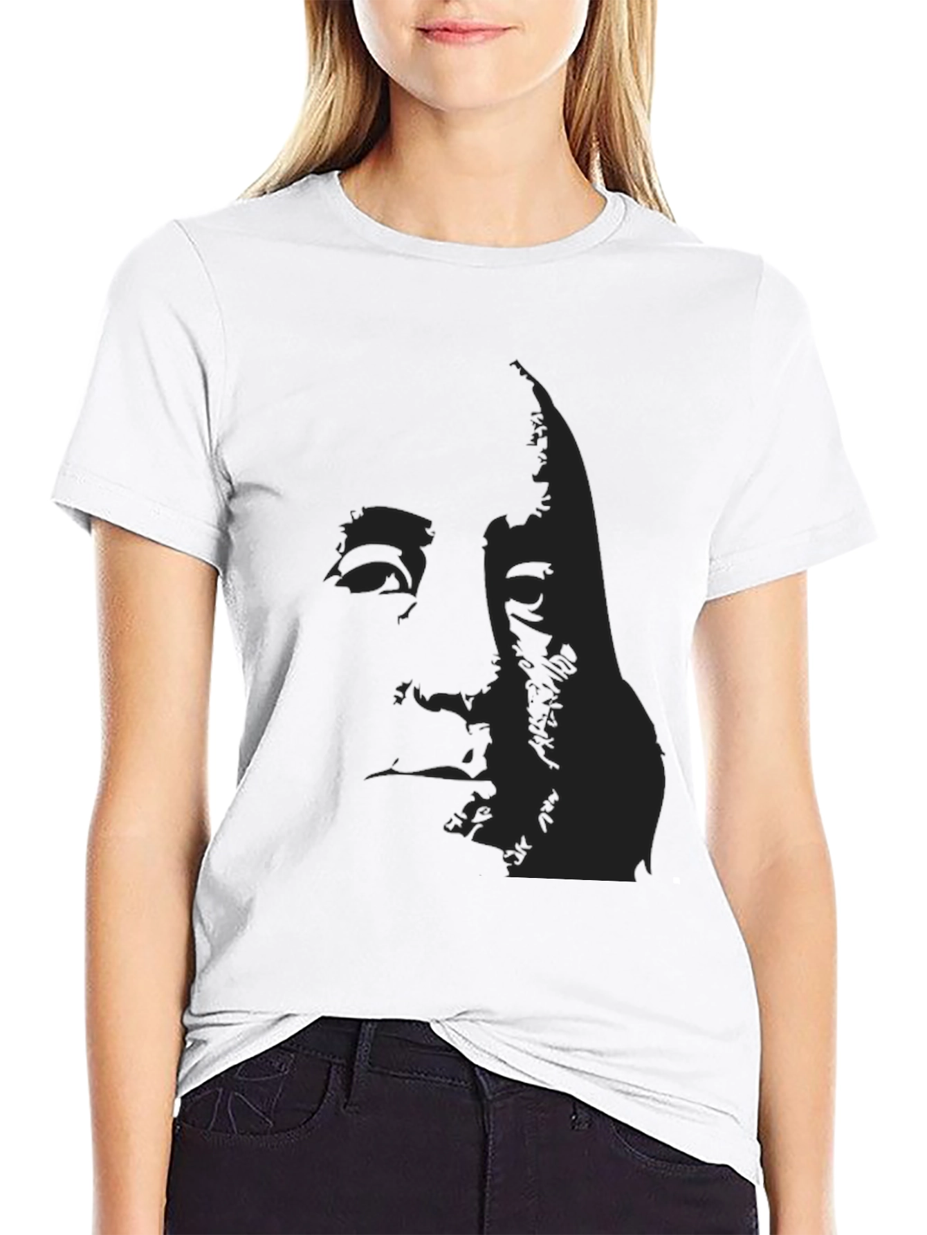 Black T-Shirt with Silhouette Print