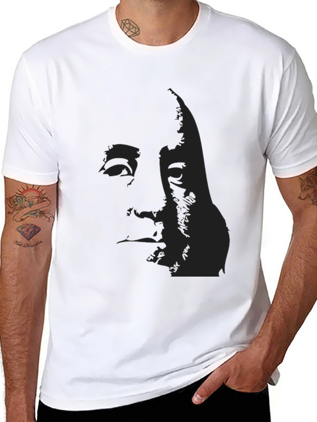 Black T-Shirt with Silhouette Print