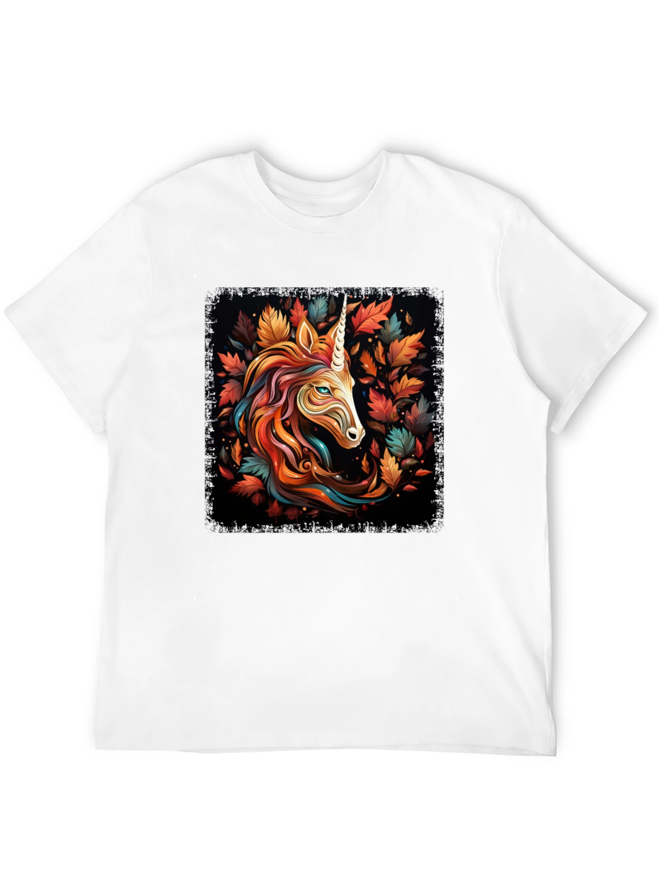 Unicorn Autumn Leaves Graphic T-Shirt