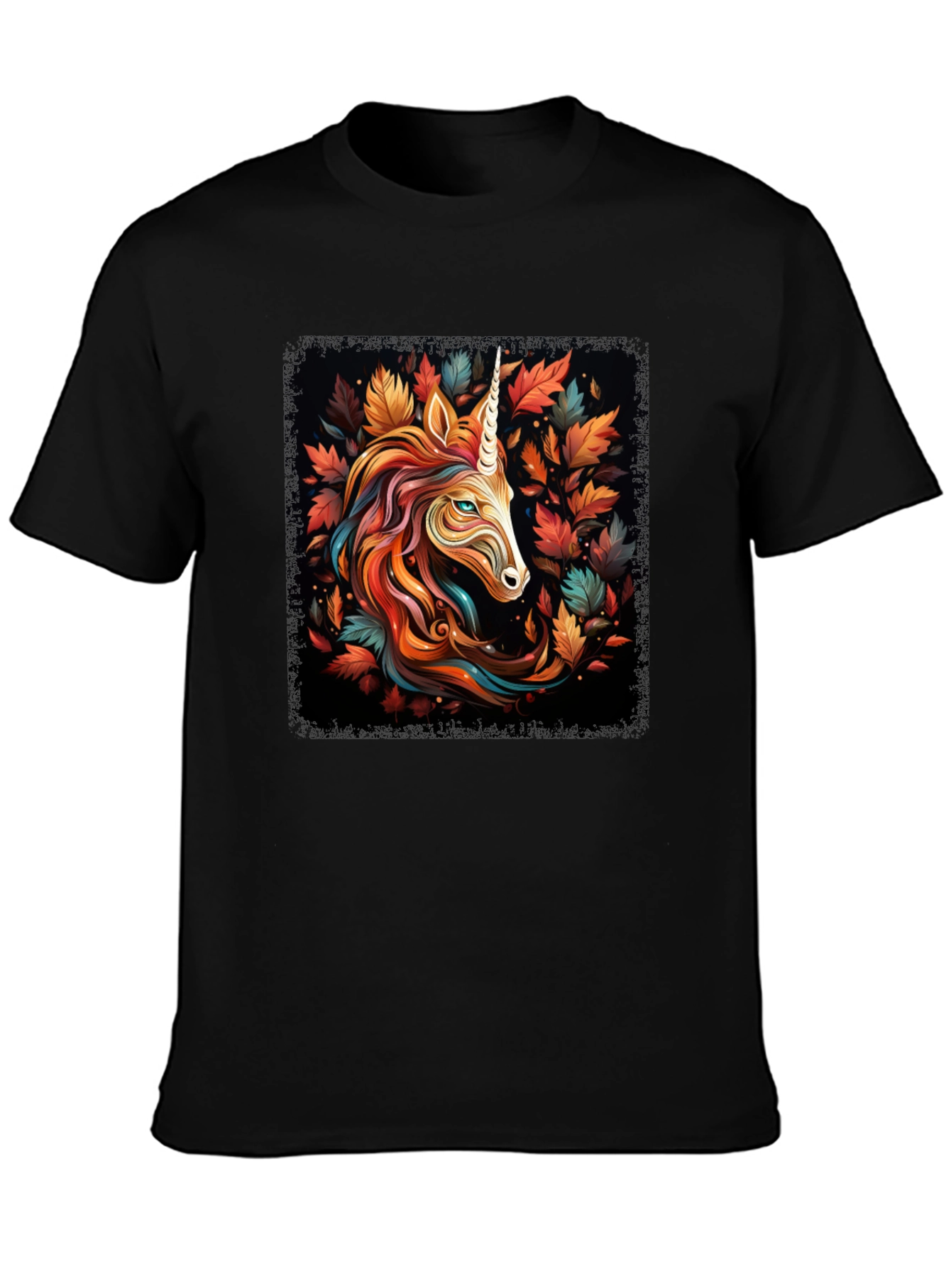 Unicorn Autumn Leaves Graphic T-Shirt