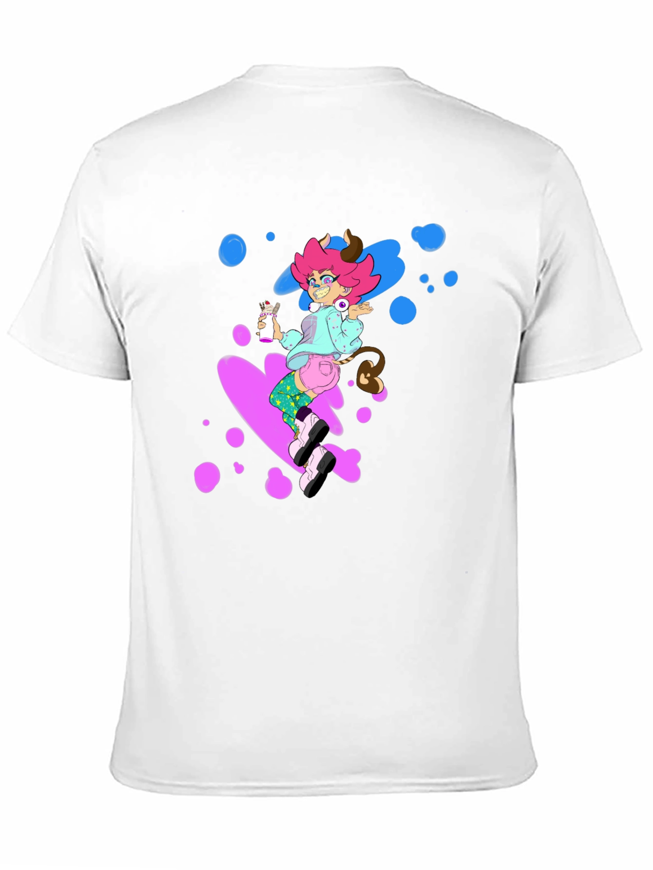 Pink Haired Cowgirl on Black Tee