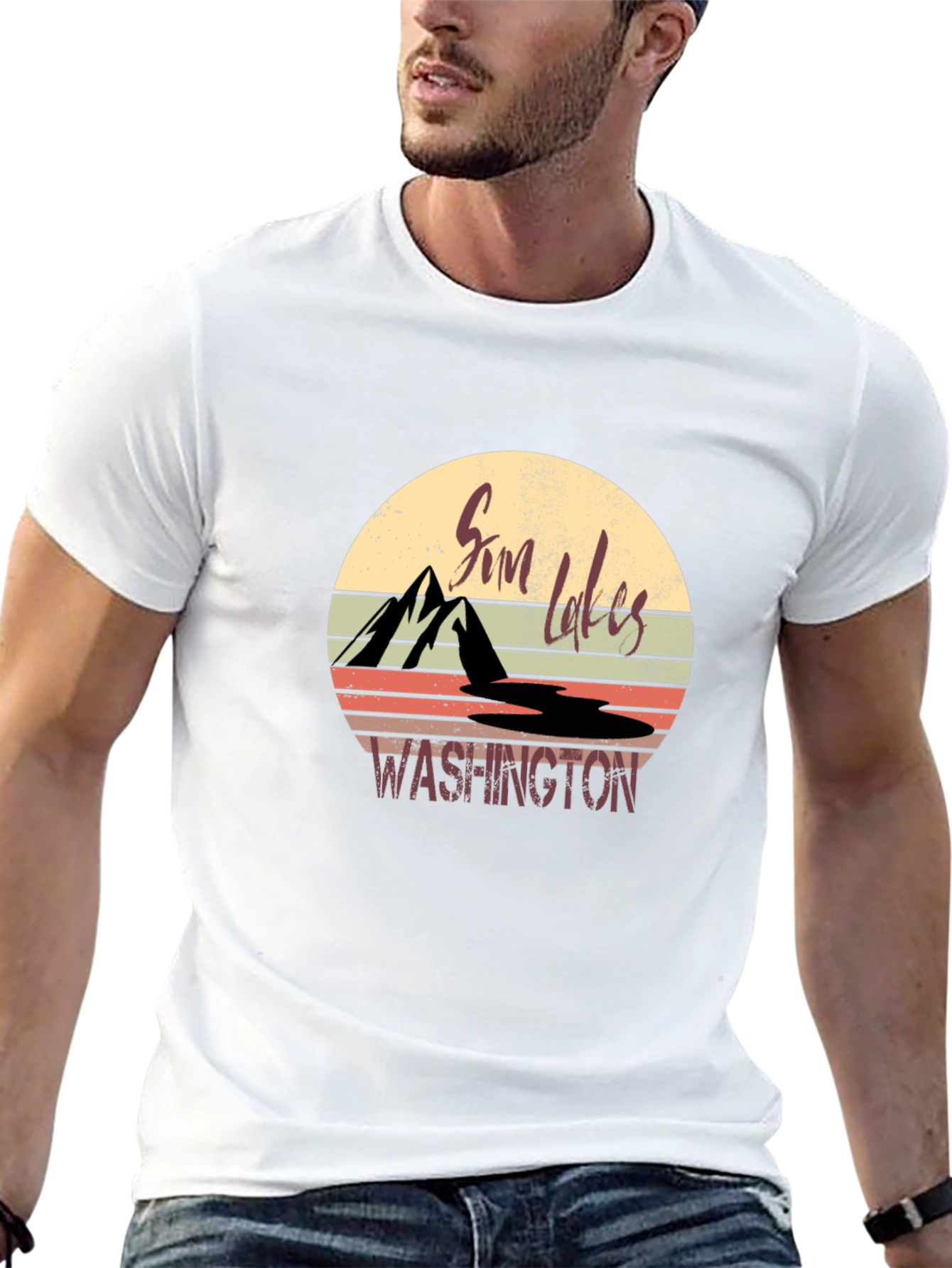 Sim Lakes Washington Retro Graphic T-Shirt