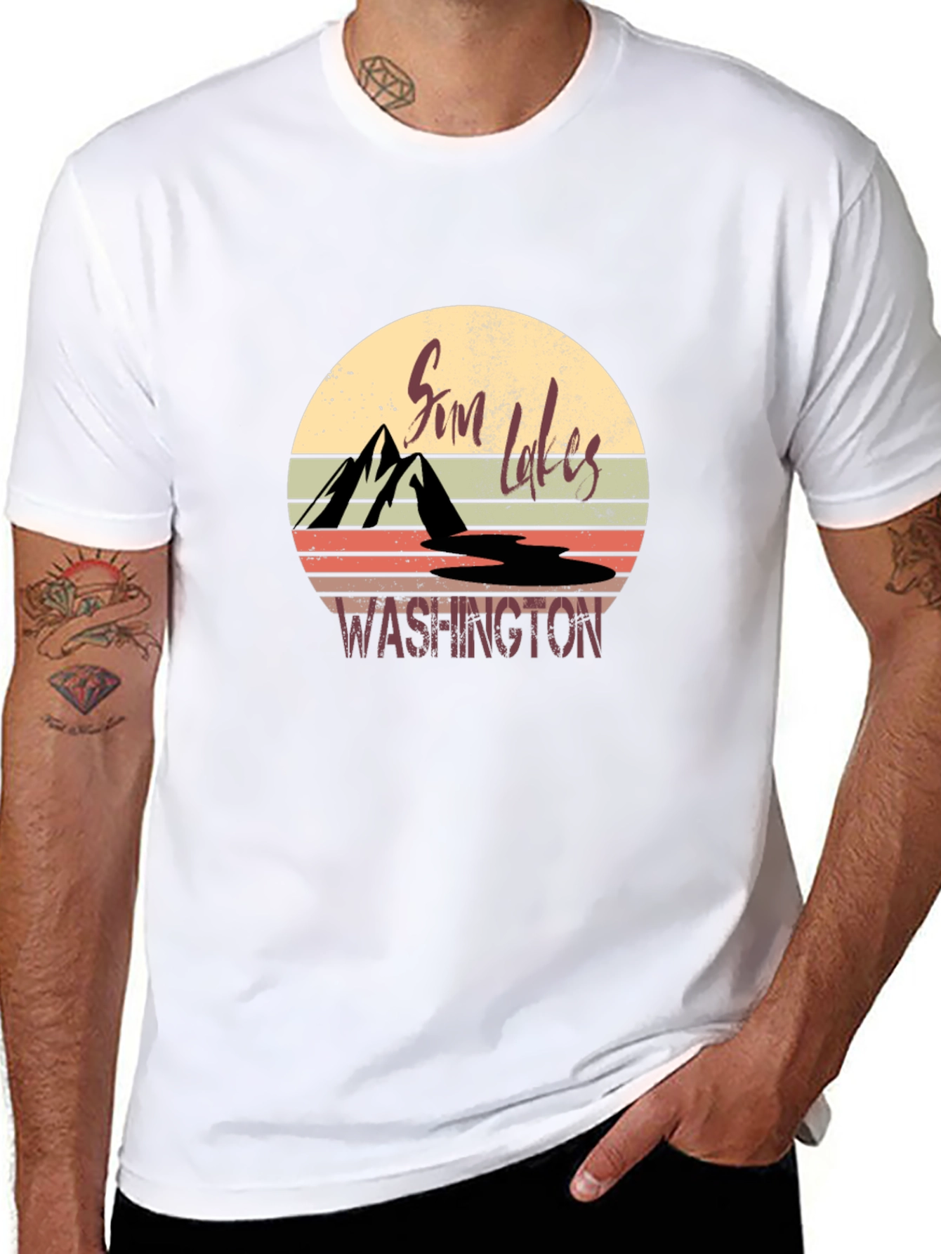 Sim Lakes Washington Retro Graphic T-Shirt