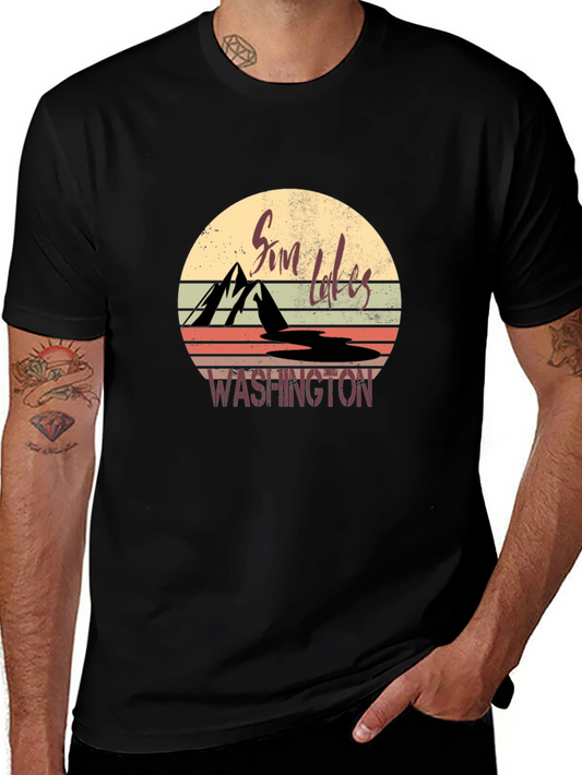 Sim Lakes Washington Retro Graphic T-Shirt