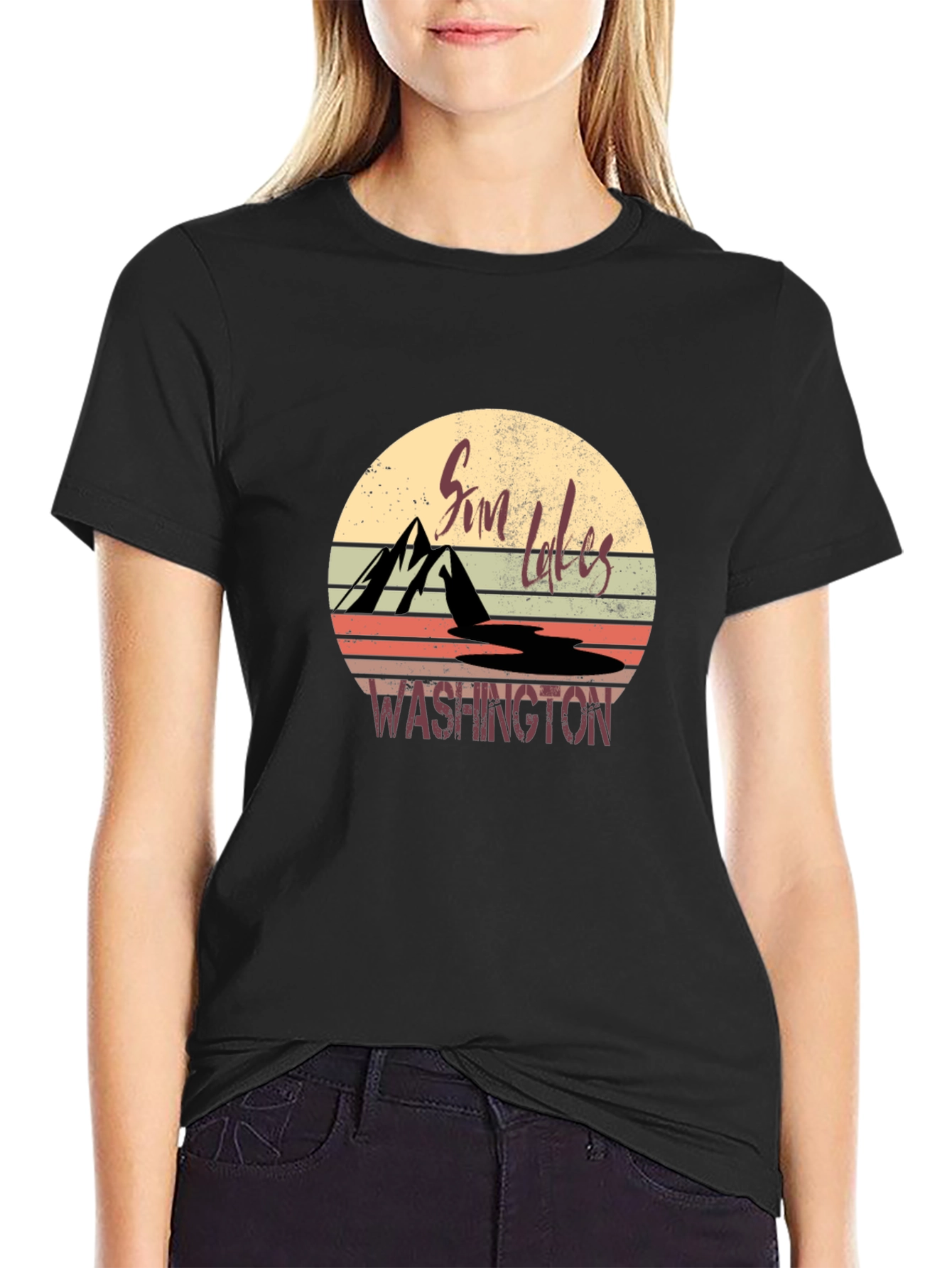 Sim Lakes Washington Retro Graphic T-Shirt