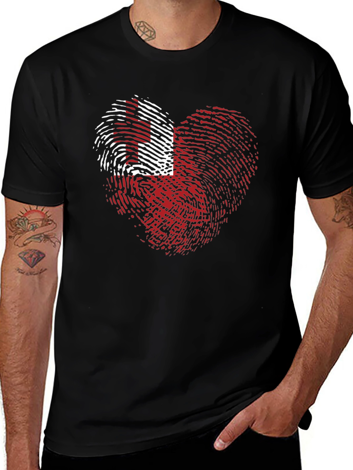 Tonga Flag Heart Fingerprint T-Shirt