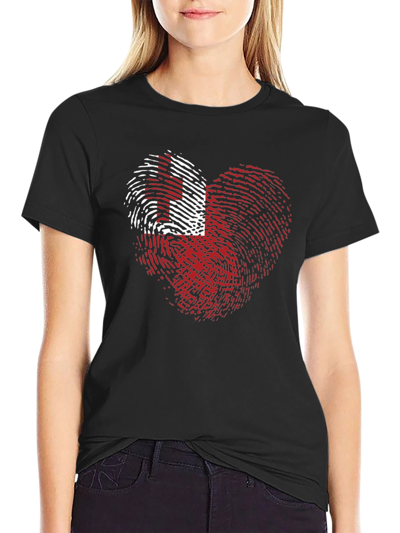 Tonga Flag Heart Fingerprint T-Shirt