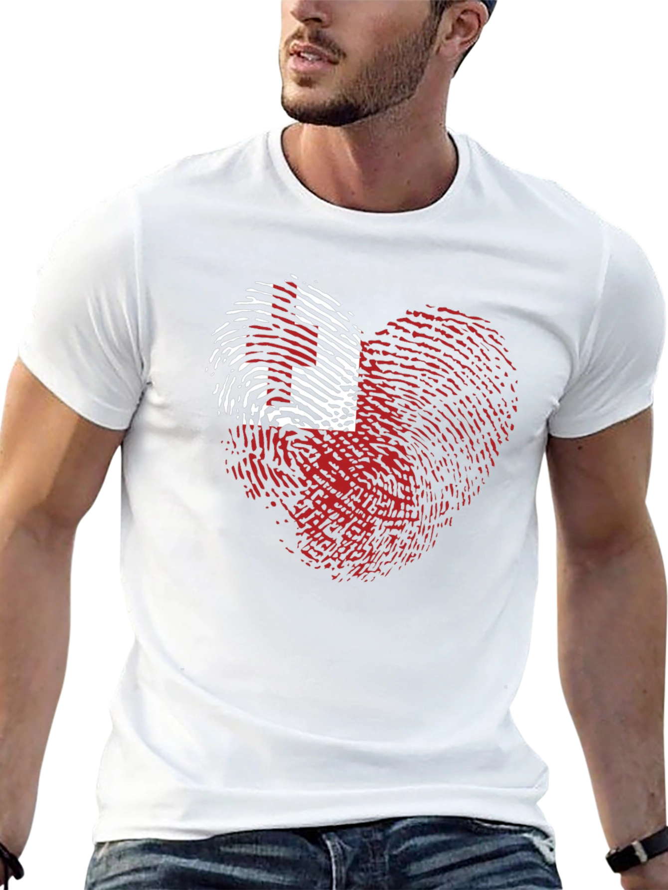 Tonga Flag Heart Fingerprint T-Shirt