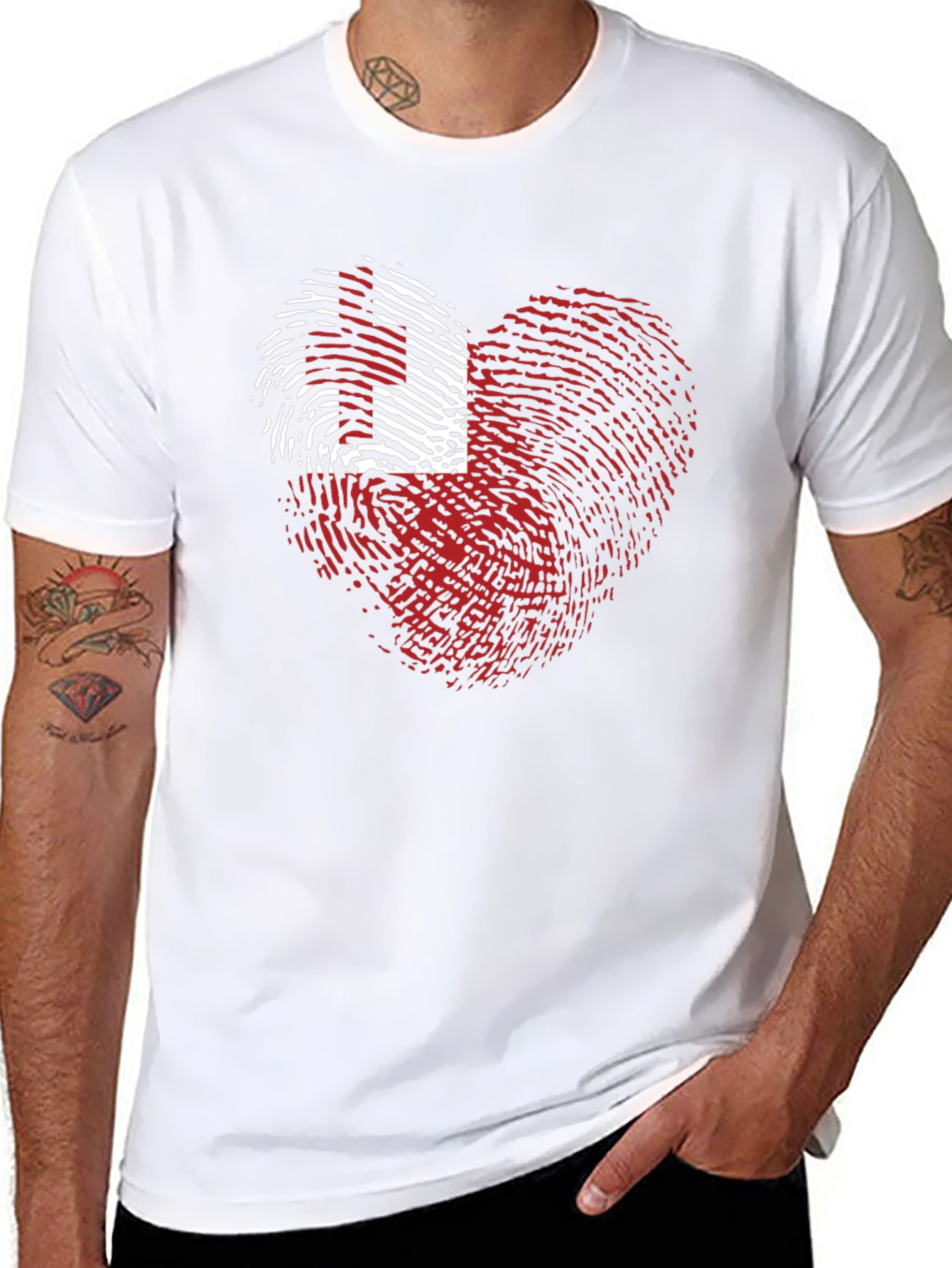 Tonga Flag Heart Fingerprint T-Shirt