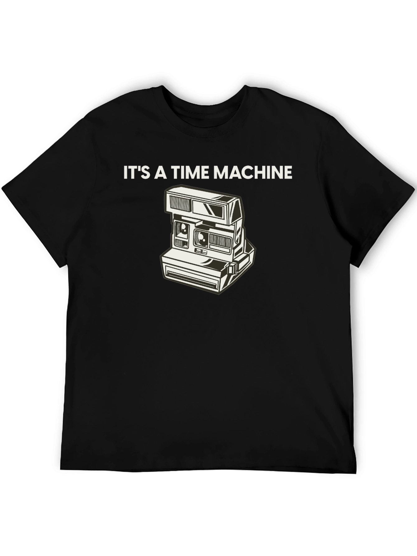 Retro Camera Time Machine Graphic Tee - Black