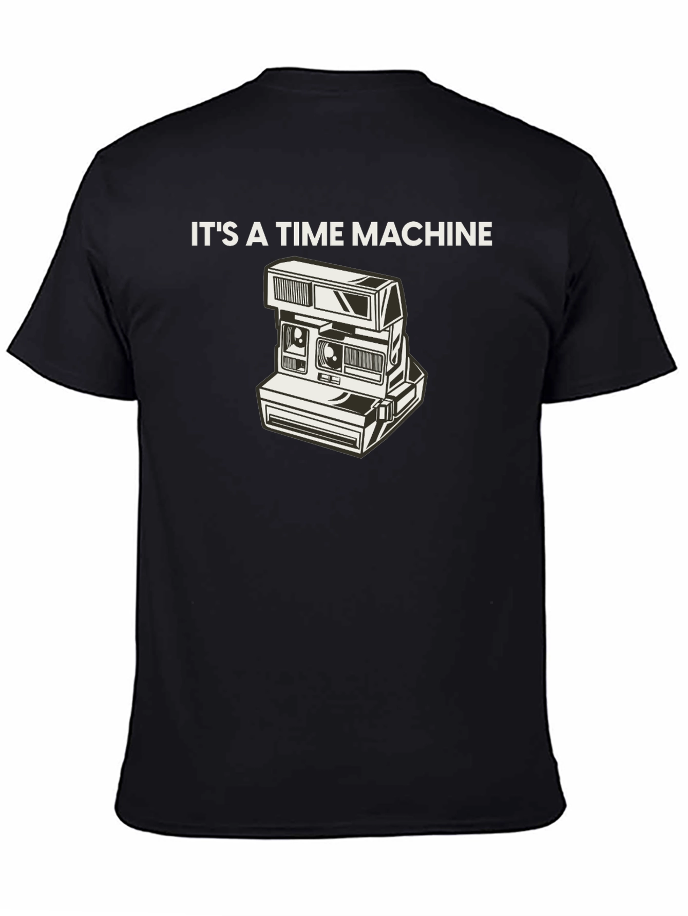 Retro Camera Time Machine Graphic Tee - Black