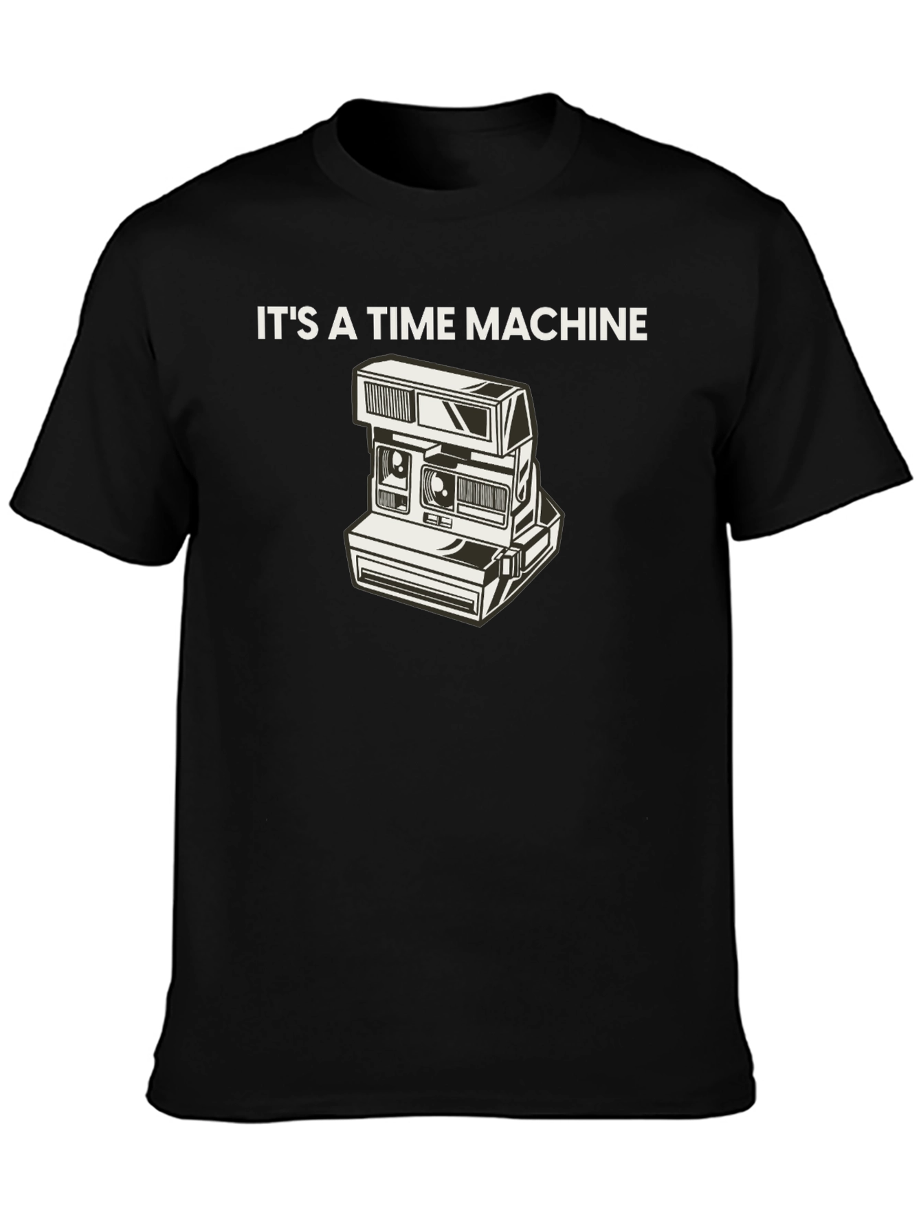 Retro Camera Time Machine Graphic Tee - Black