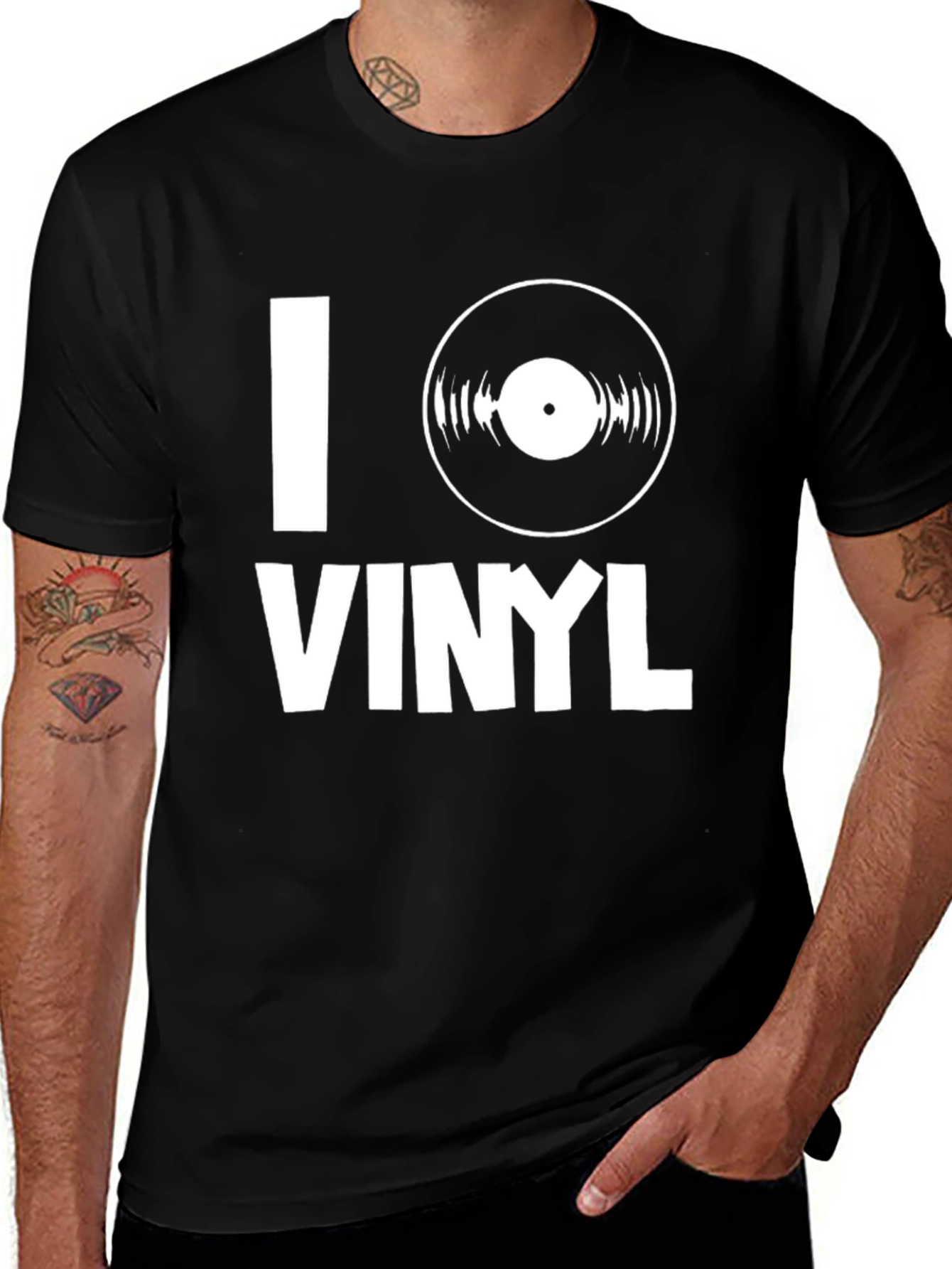 I Heart Vinyl Music T-Shirt - Black Cotton Tee