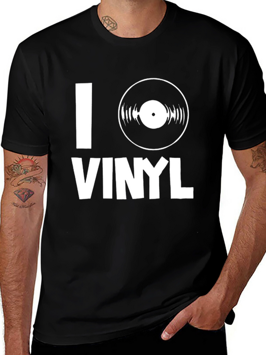 I Heart Vinyl Music T-Shirt - Black Cotton Tee