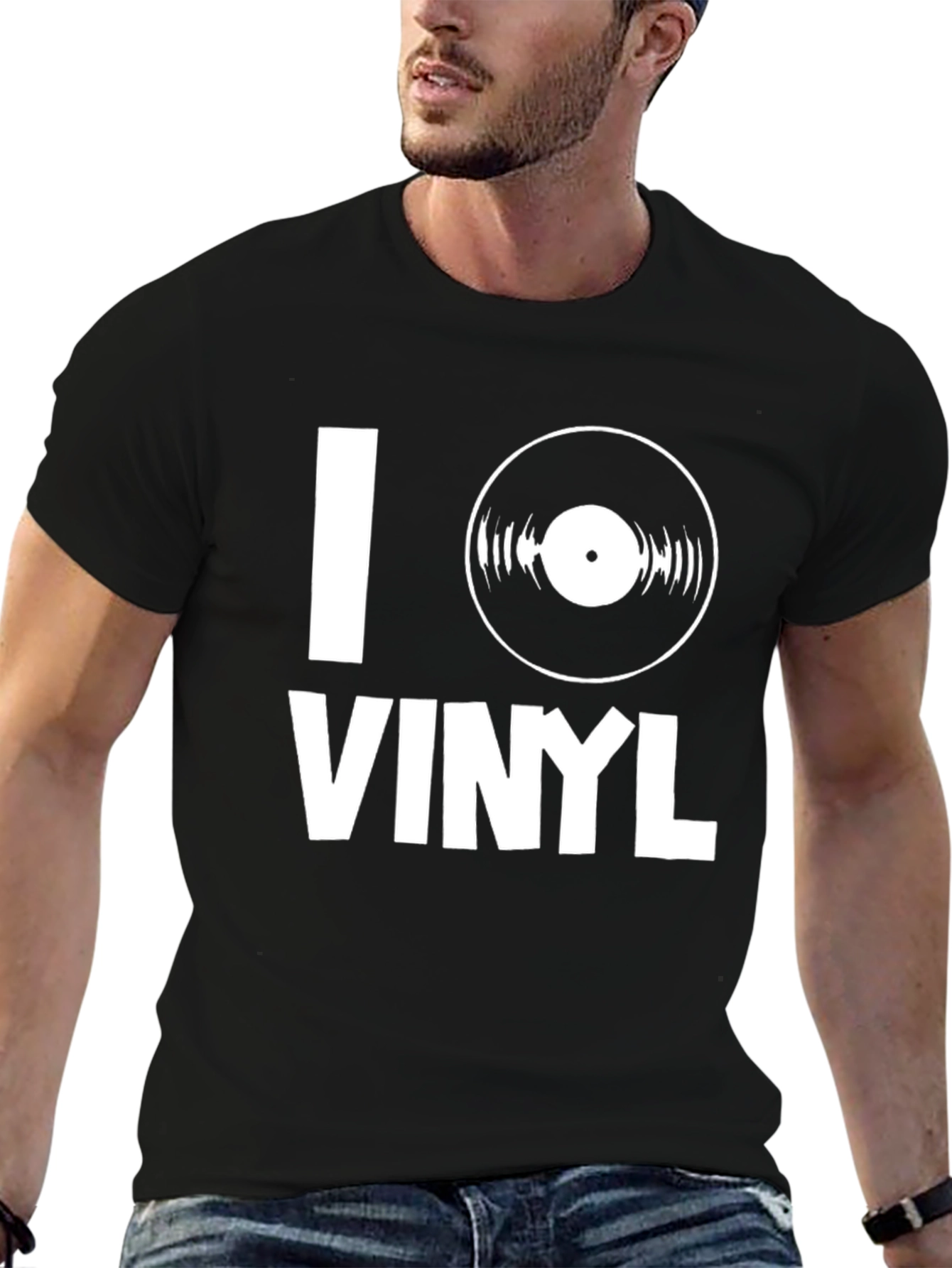 I Heart Vinyl Music T-Shirt - Black Cotton Tee