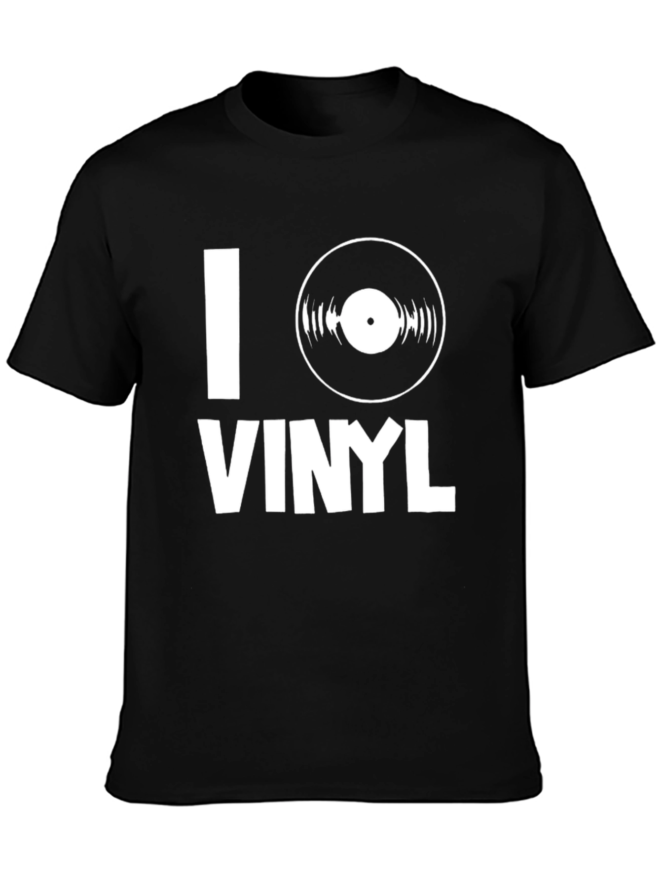 I Heart Vinyl Music T-Shirt - Black Cotton Tee