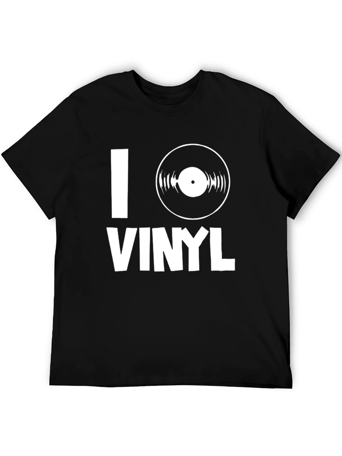 I Heart Vinyl Music T-Shirt - Black Cotton Tee