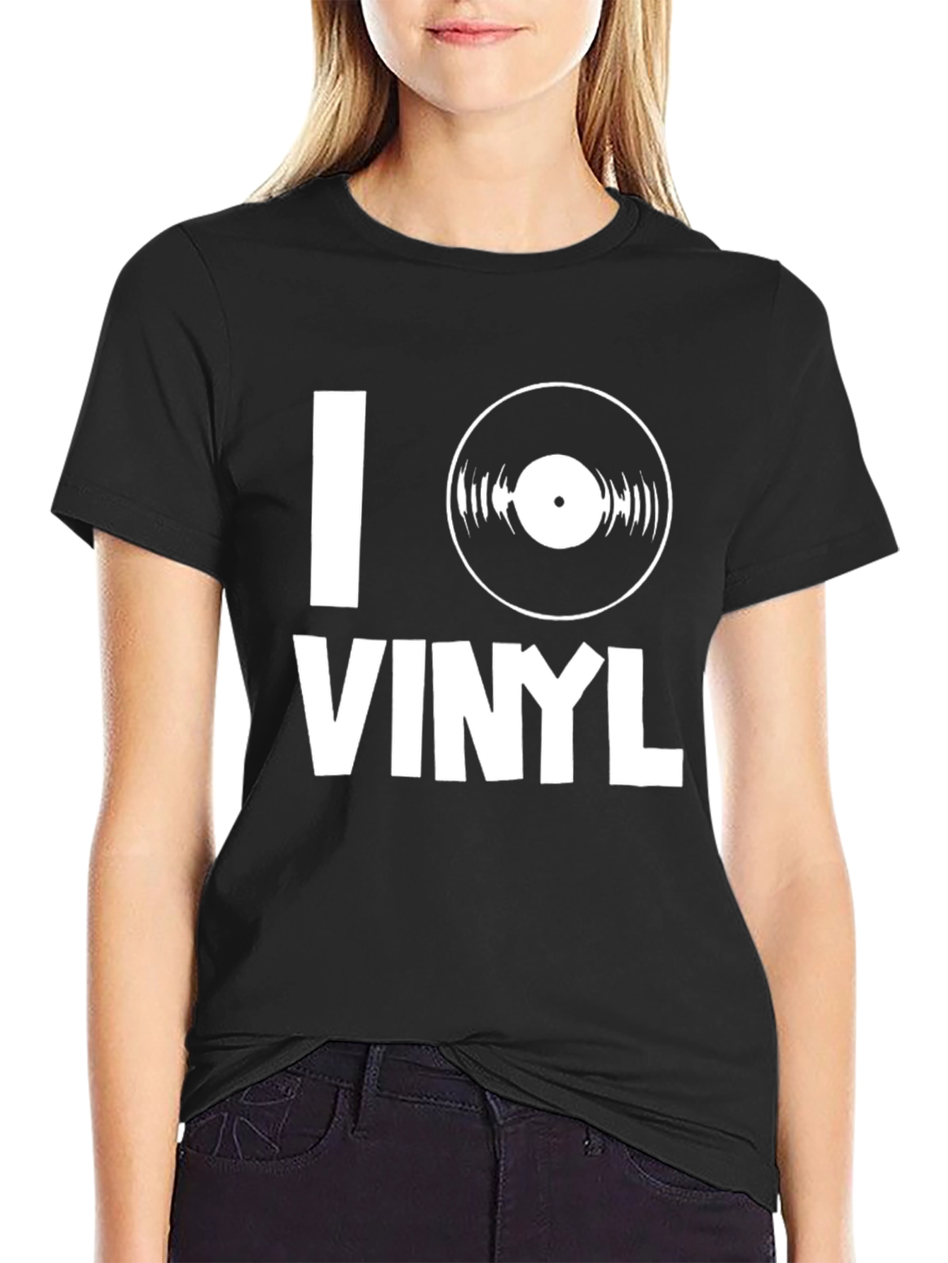 I Heart Vinyl Music T-Shirt - Black Cotton Tee