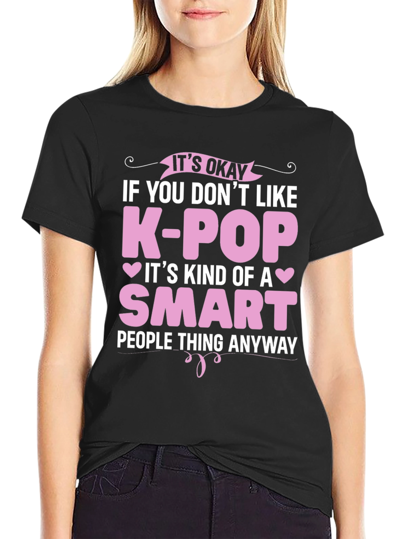 Funny K-Pop Smart People Black T-Shirt