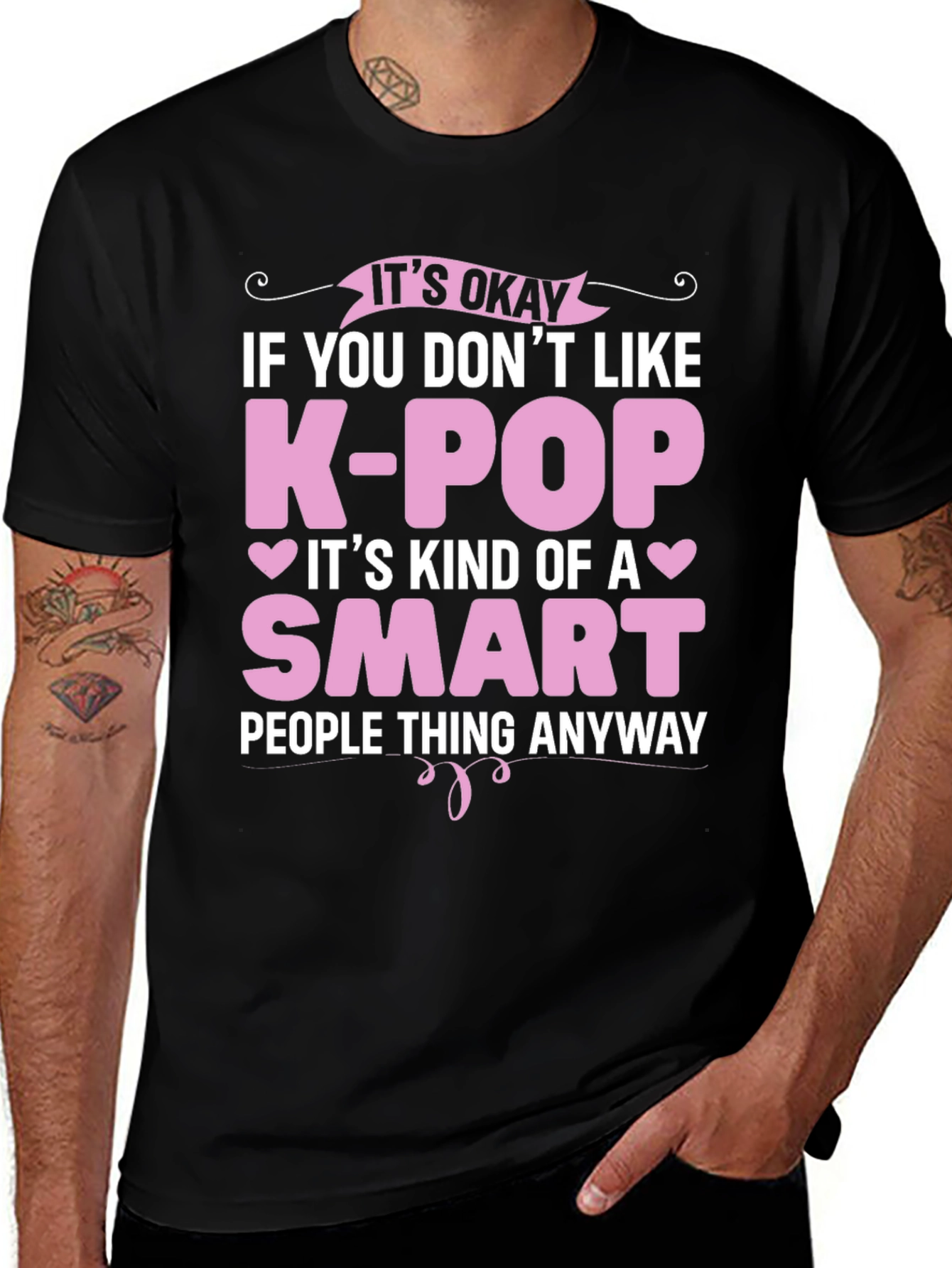 Funny K-Pop Smart People Black T-Shirt