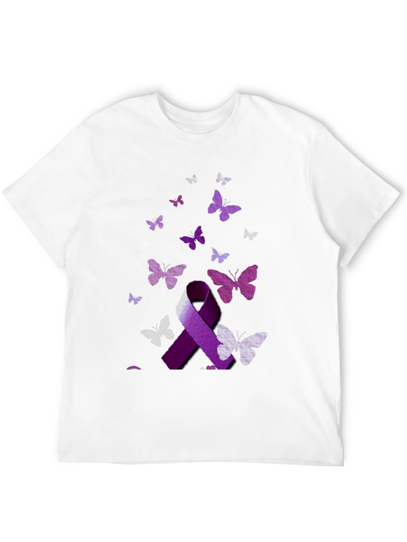 Purple Ribbon Butterfly Graphic T-Shirt