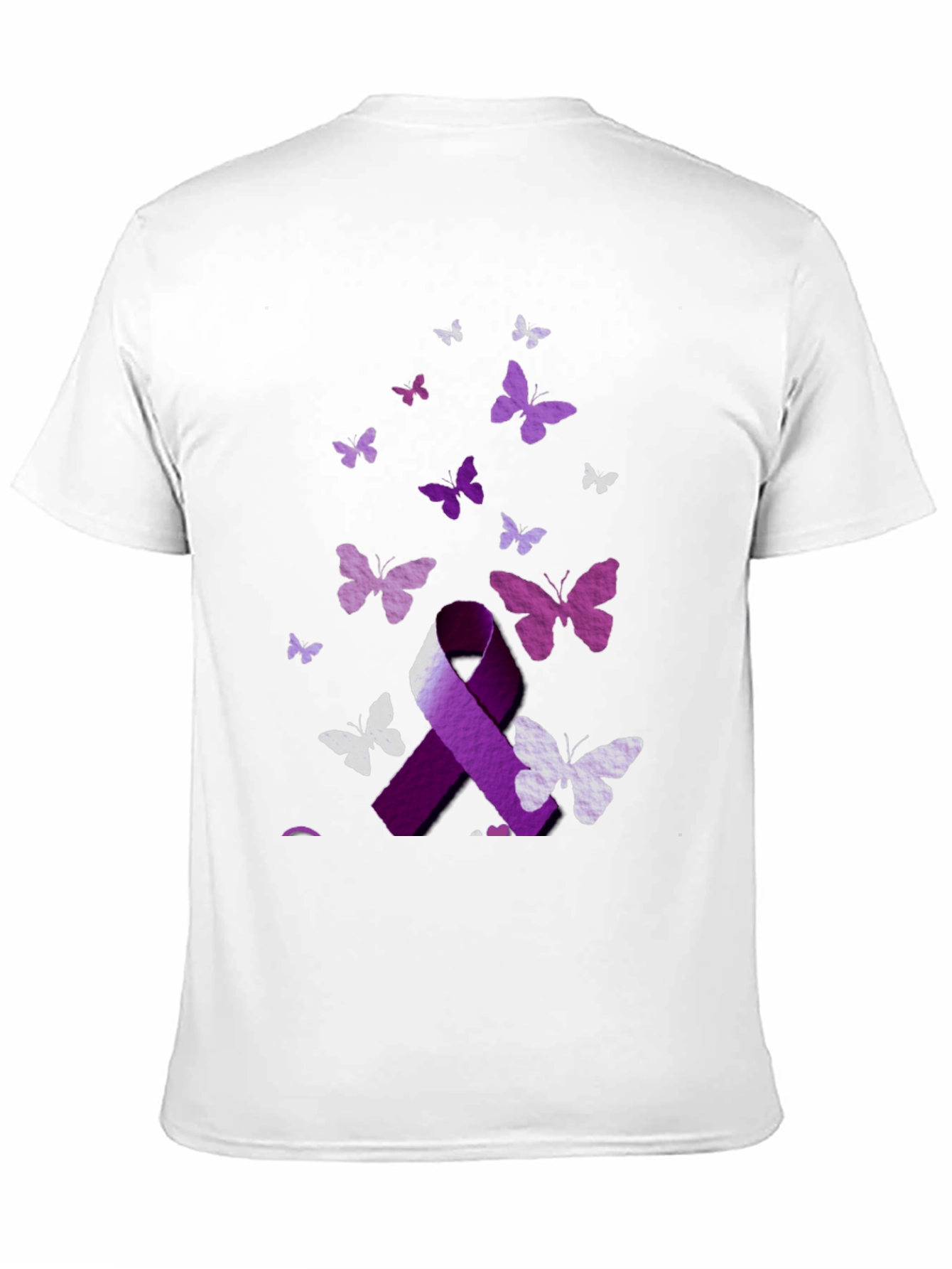 Purple Ribbon Butterfly Graphic T-Shirt