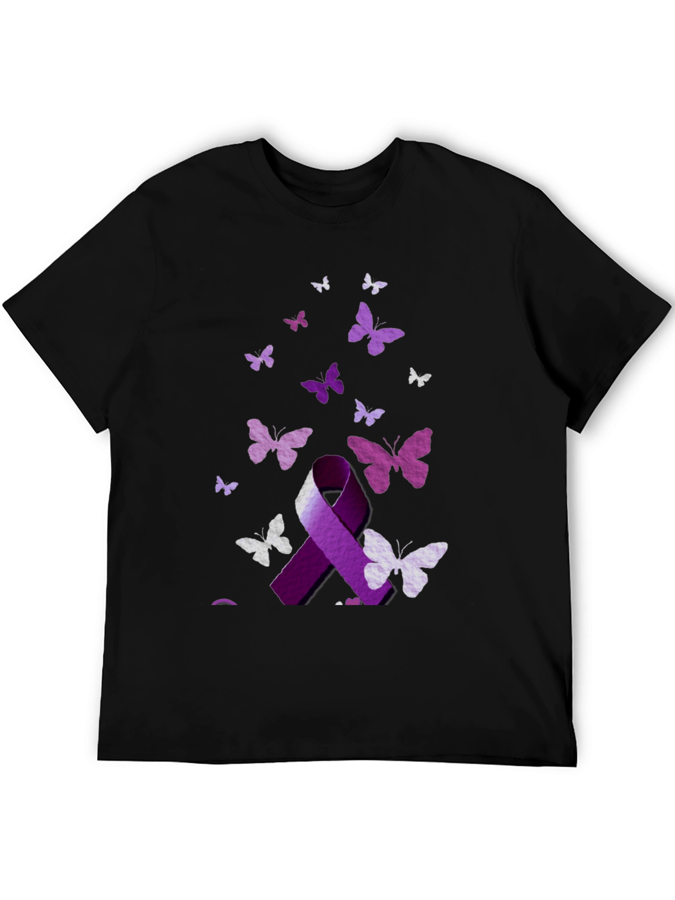 Purple Ribbon Butterfly Graphic T-Shirt