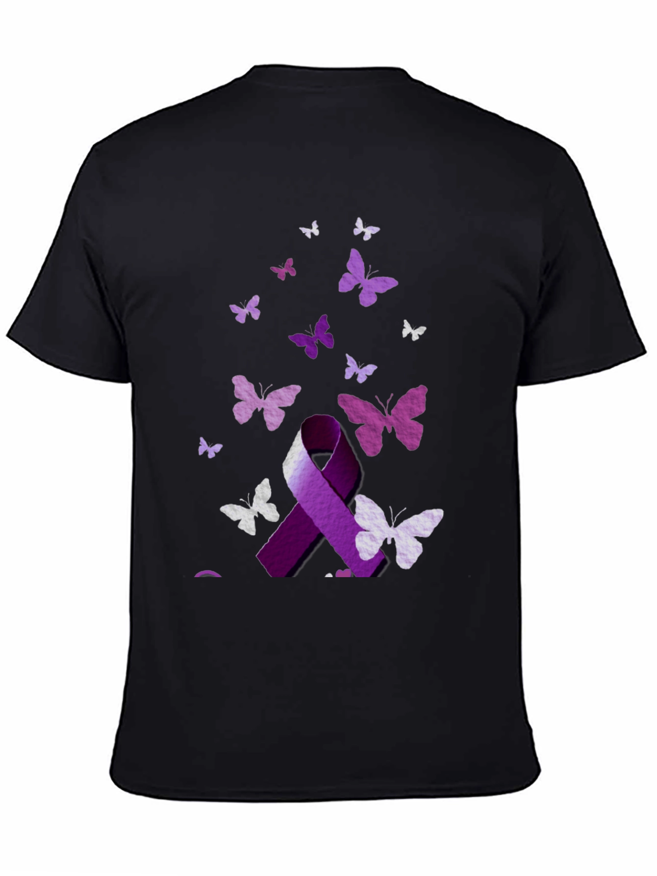 Purple Ribbon Butterfly Graphic T-Shirt