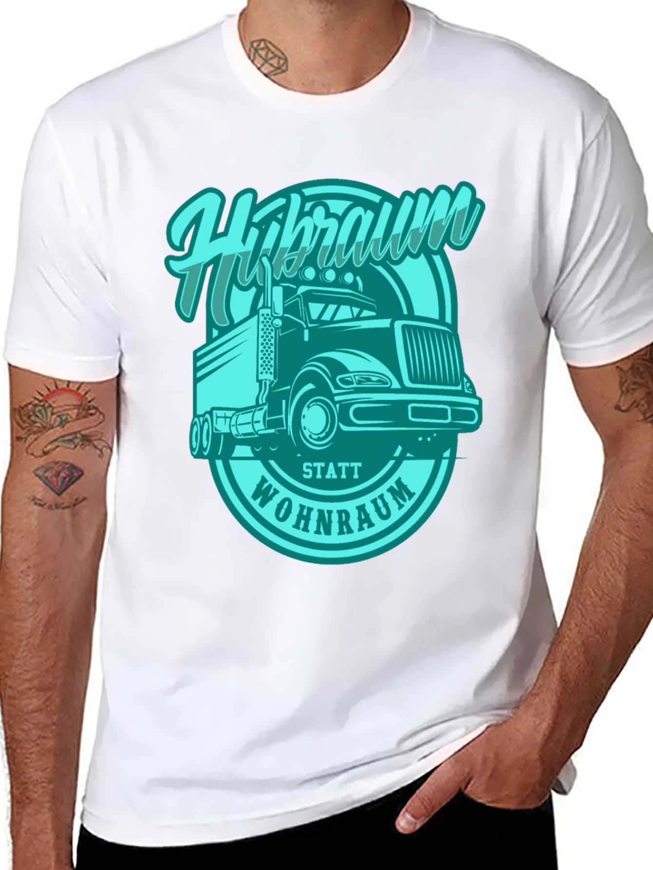 Trucker T-Shirt - Hibraum Statt Wohnraum - Black
